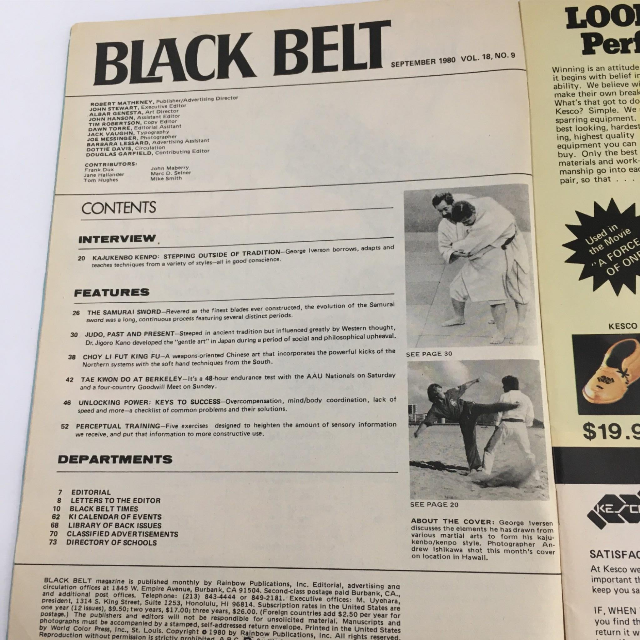 Black Belt Magazine September 1990 Kajukenbo Kenpo, Jigoro Kano No Label