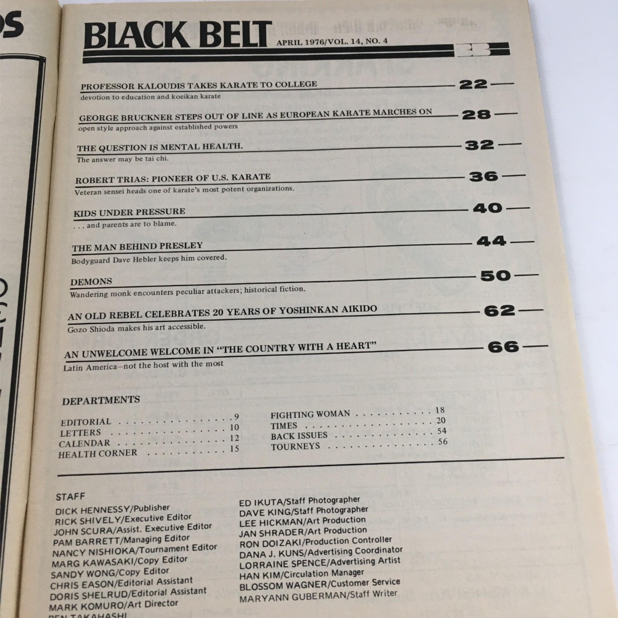 Black Belt Magazine April 1976 Professor Kaloudis, George Bruckner No Label