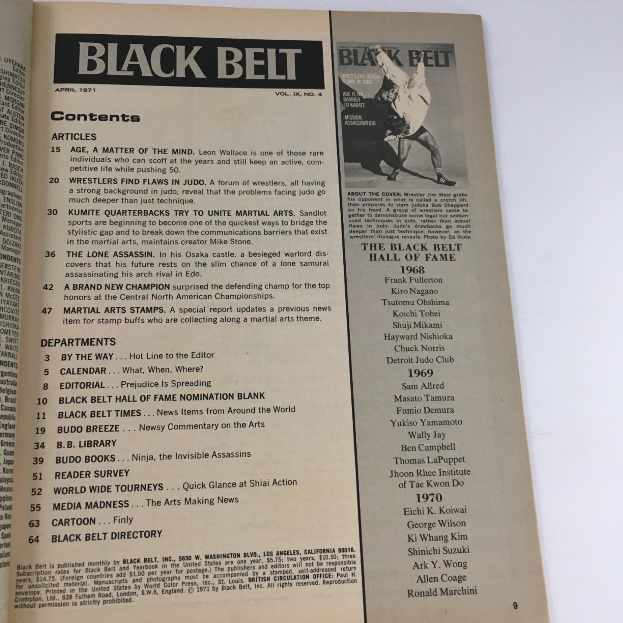 Black Belt Magazine April 1971 Jim West, Wrestlers Find Flaws in Judo No Label