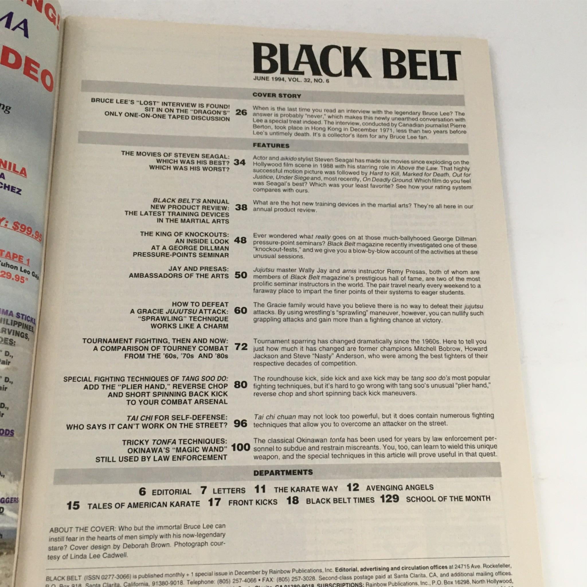 Black Belt Magazine June 1994 Bruce Lee's Lost Interview, Steven Seagal No Label