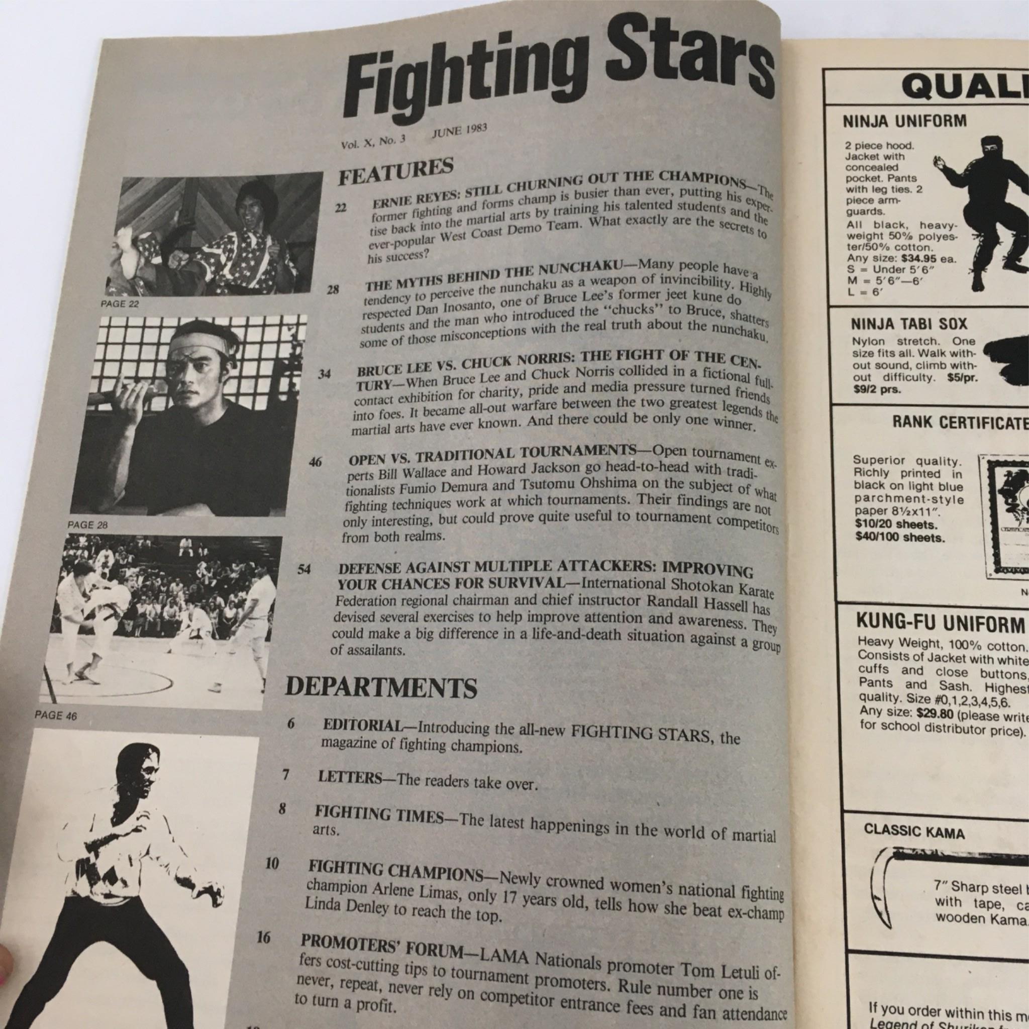 Martial Arts Fighting Stars Magazine June 1983 Ernie Reyes, Bruce Lee No Label