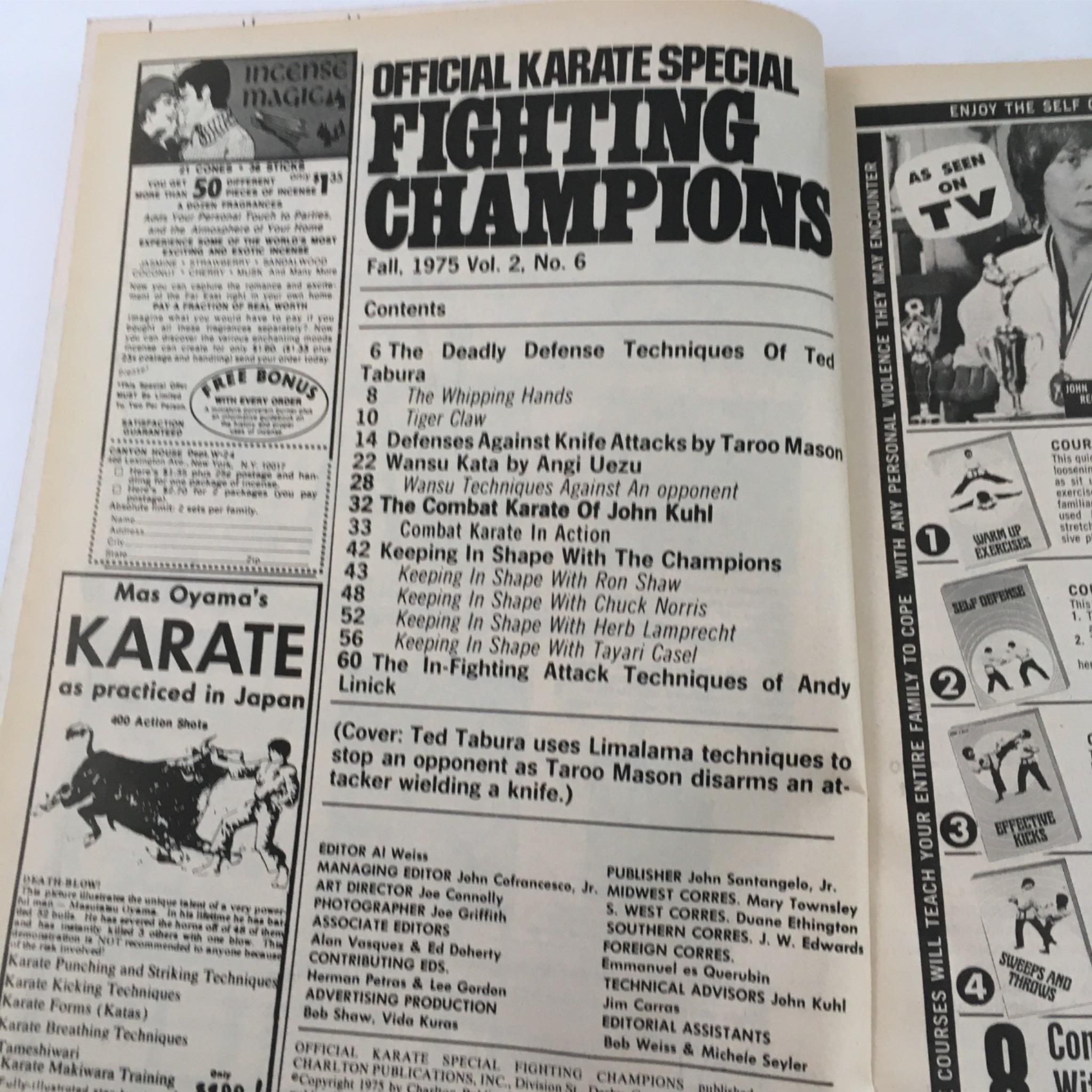 Official Karate Special Fighting Champions Magazine Fall 1975 Ted Tabura