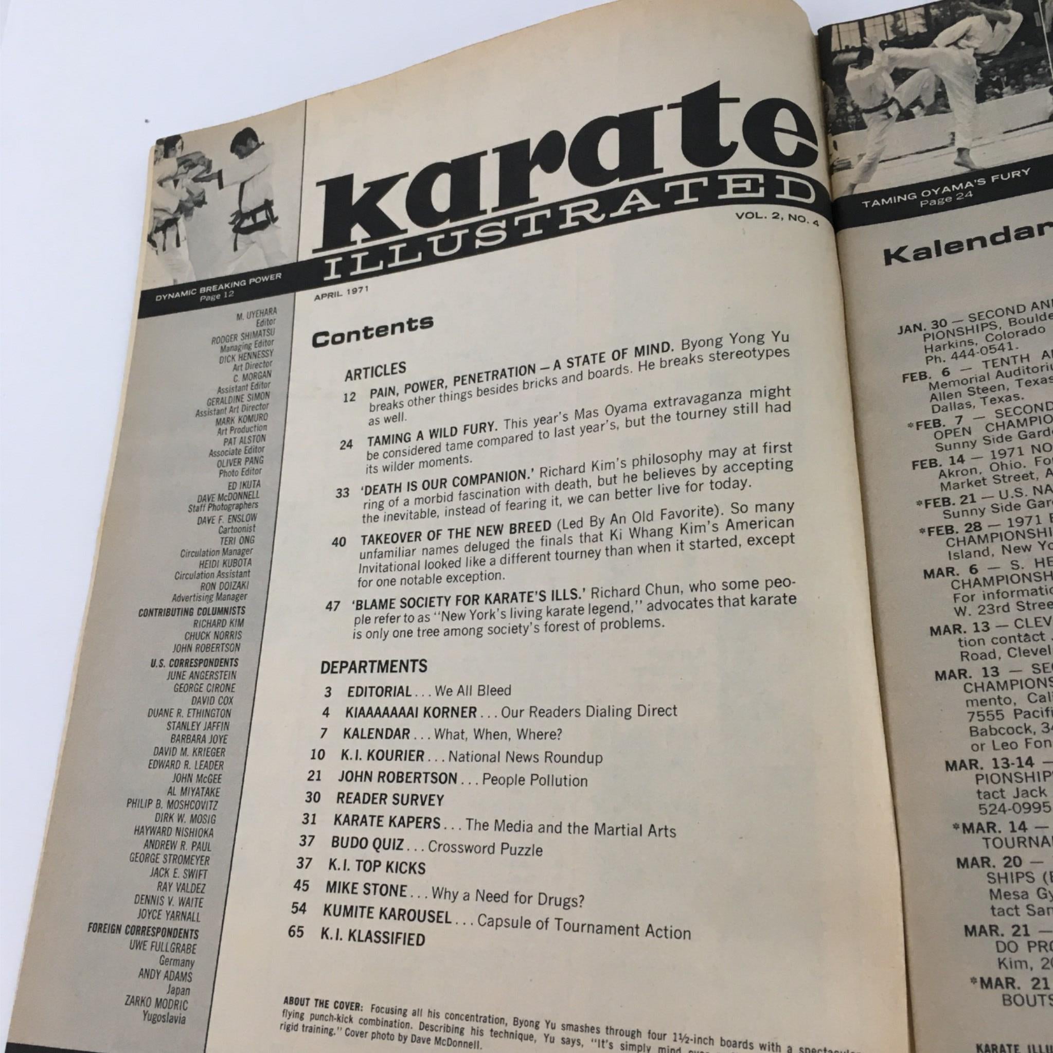 Karate Illustrated Magazine April 1971 Byong Yu, Mas Oyama, Richard Kim No Label