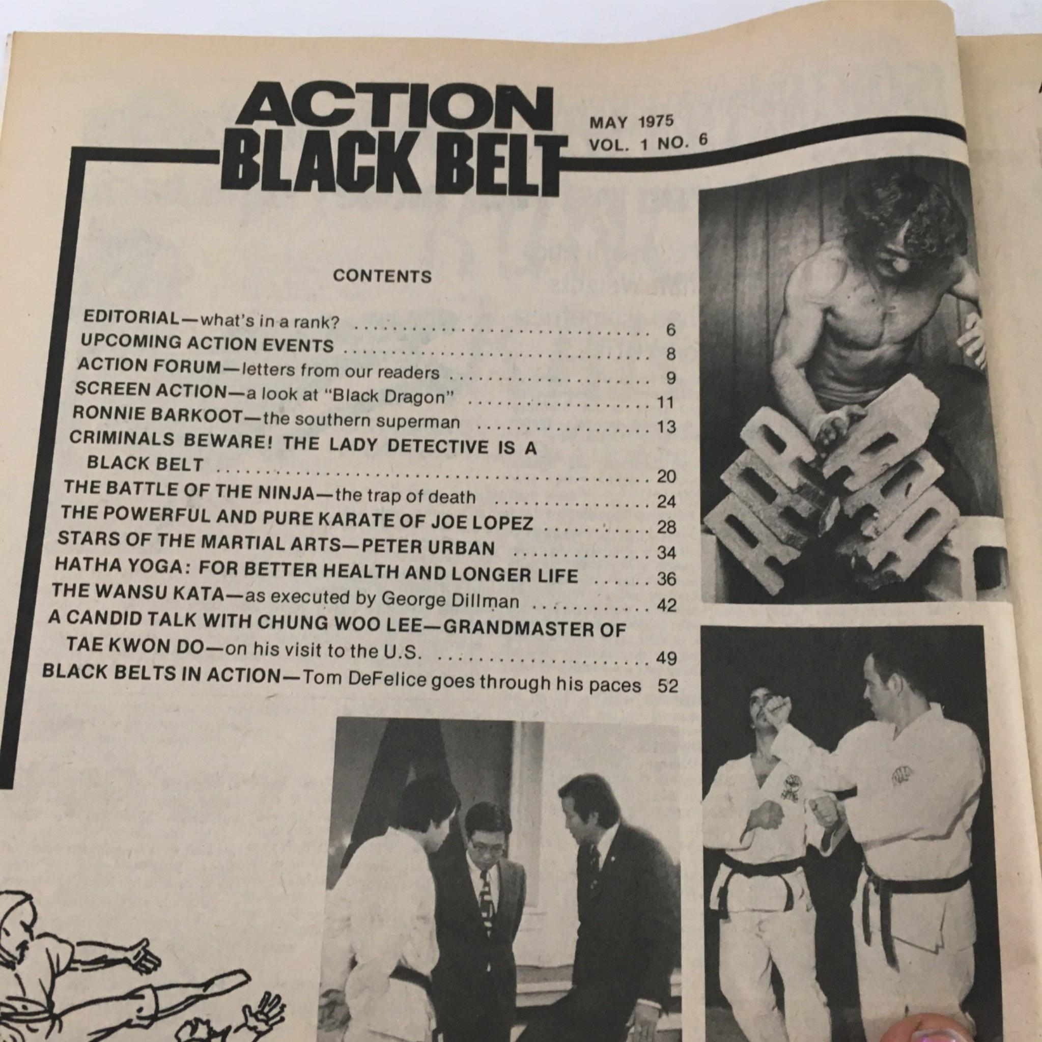 Action Black Belt Magazine May 1975 Tom De Felice. Peter Urban No Label