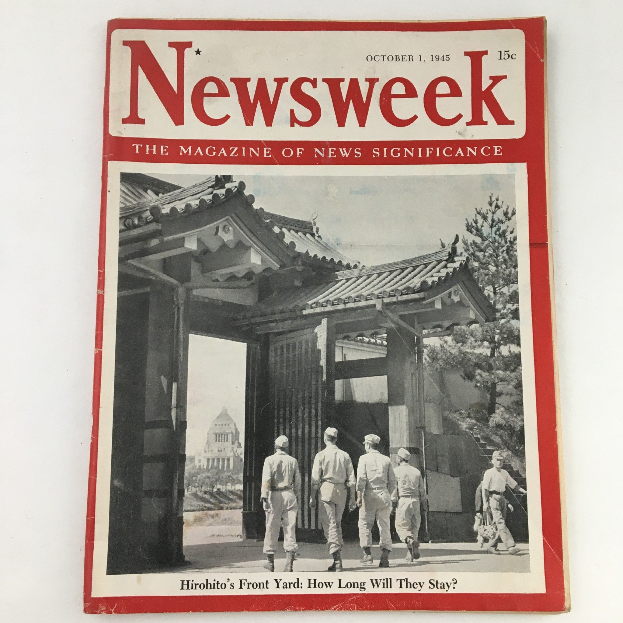 Newsweek Magazine October 1 1945 Emperor Hirohito's Front Yard in Japan No Label