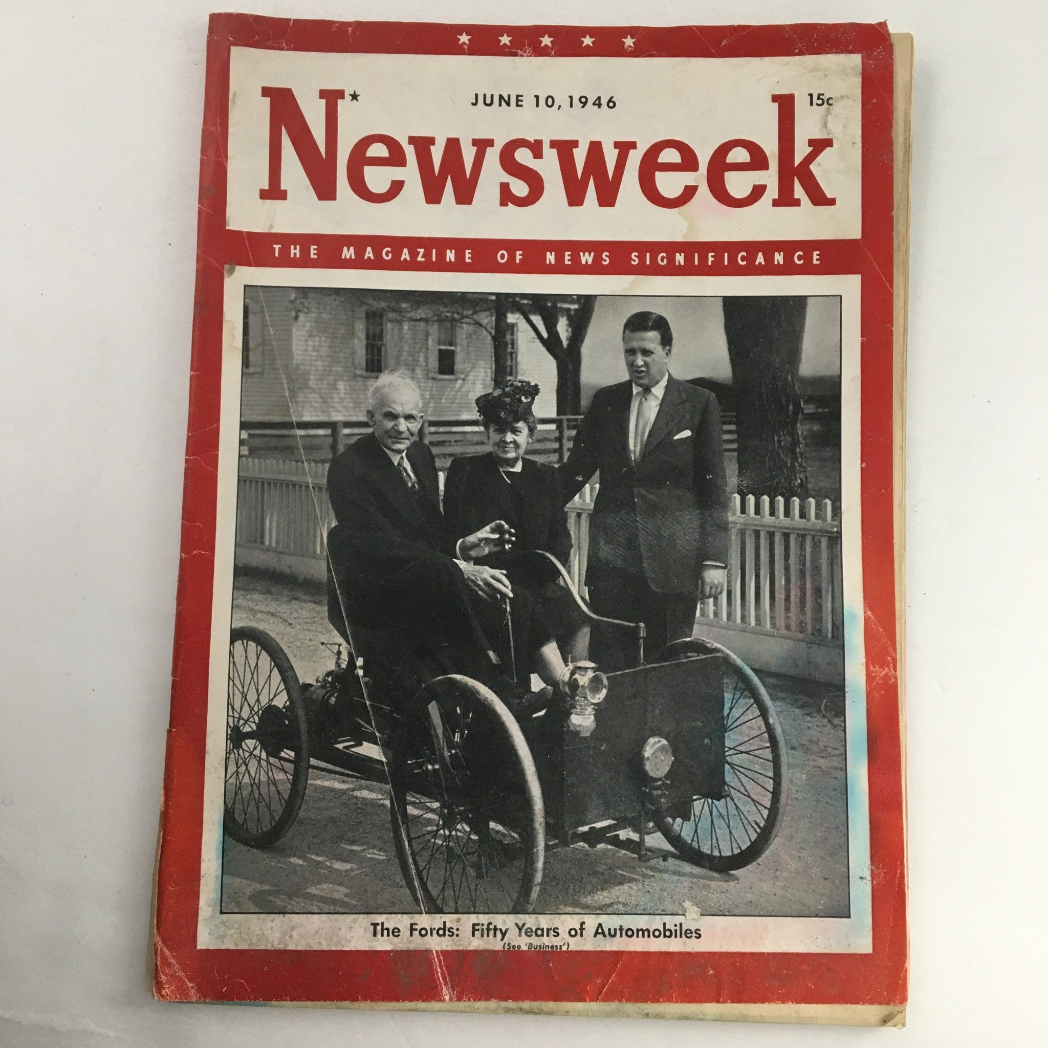 Newsweek Magazine June 10 1946 The Fords, Fifty Years of Automobiles, No Label