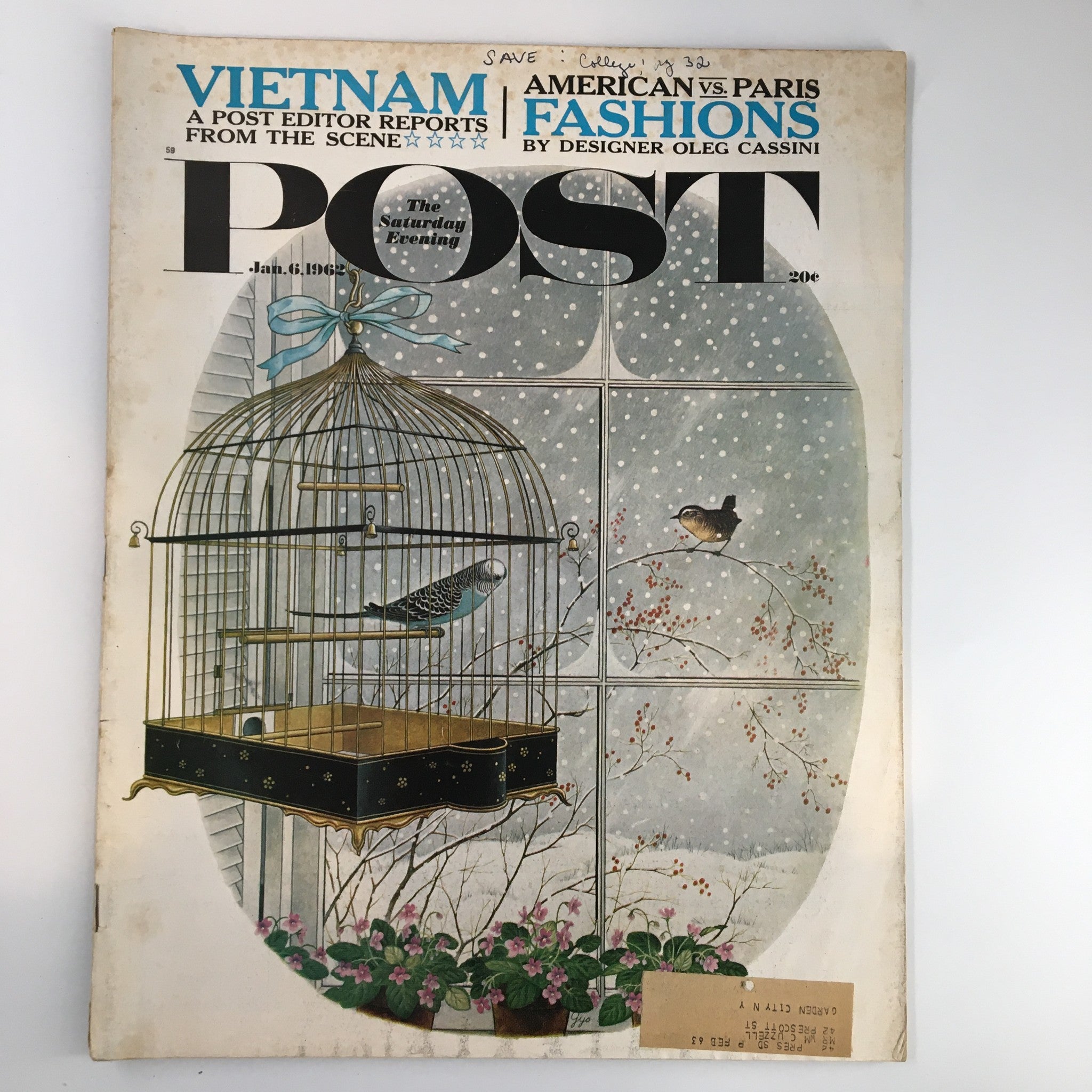 The Saturday Evening Post January 6 1962 American vs Paris Fashions Oleg Cassini