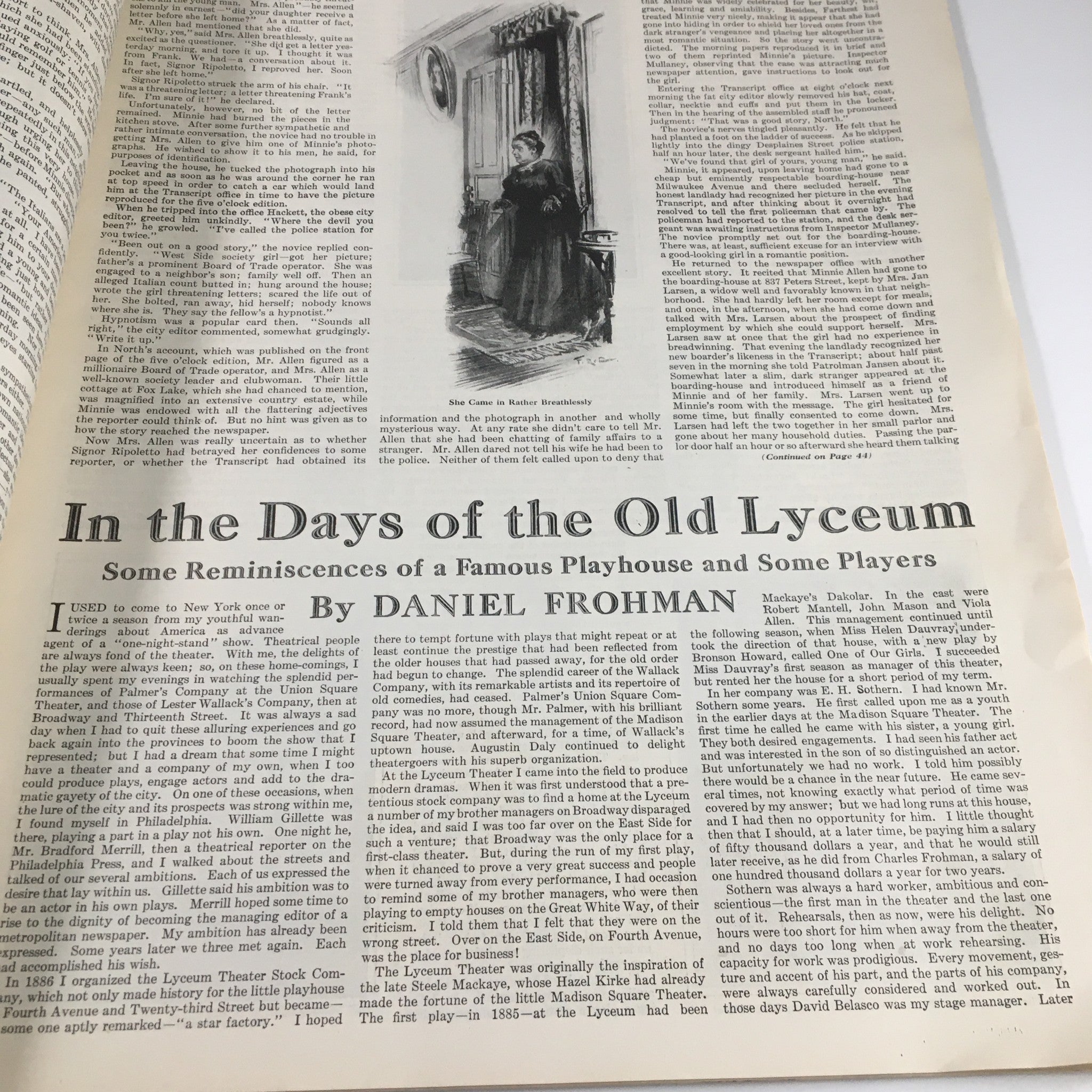 The Saturday Evening Post October 22 1910 presenting 'In the Days of the Old Lyceum' by Daniel Frohman, featuring reminiscences about a famous playhouse with accompanying illustrations.