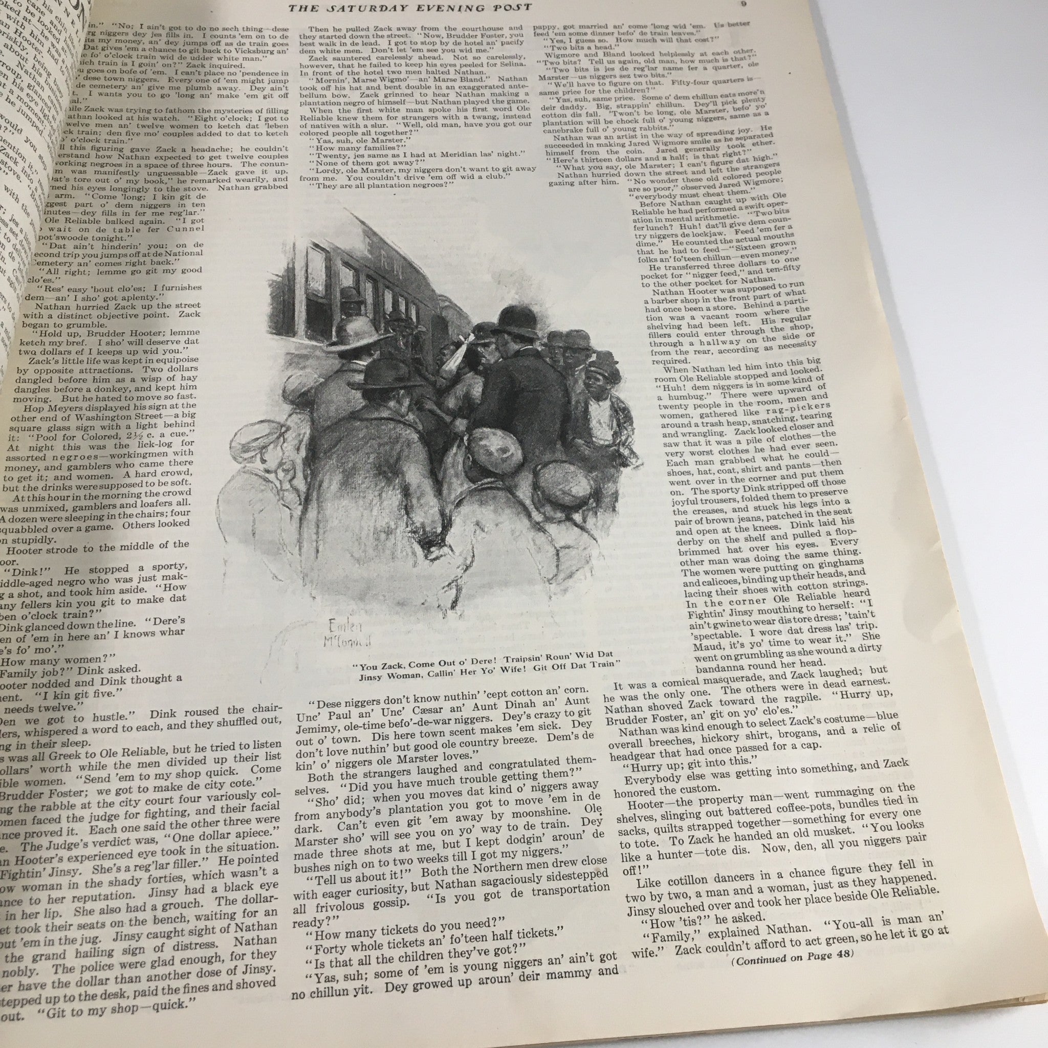The Saturday Evening Post October 22 1910 displaying an illustration featuring a crowd scene, part of a narrative related to theater life, illustrating the era's culture and community.