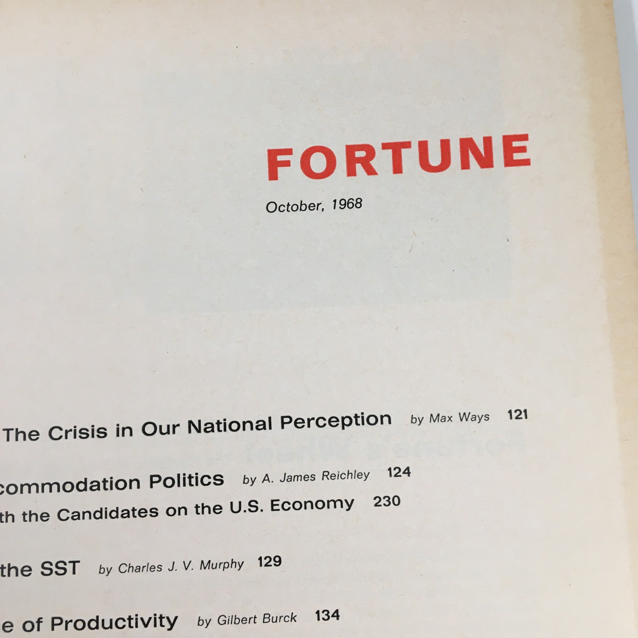 VTG Fortune Magazine October 1968 The Candidates Talk About Business No Label