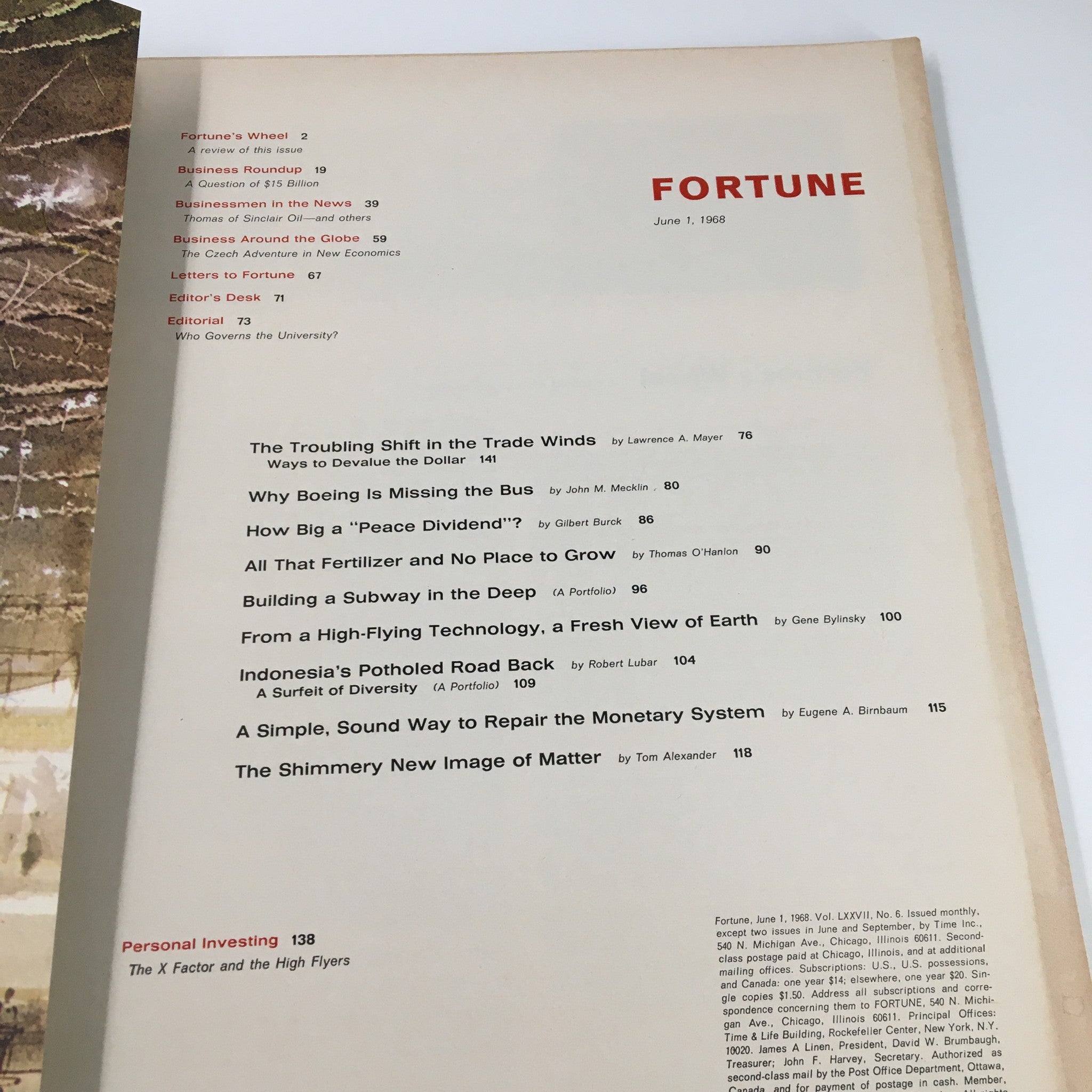 VTG Fortune Magazine June 1 1968 The X Factors and the High Flyers No Label