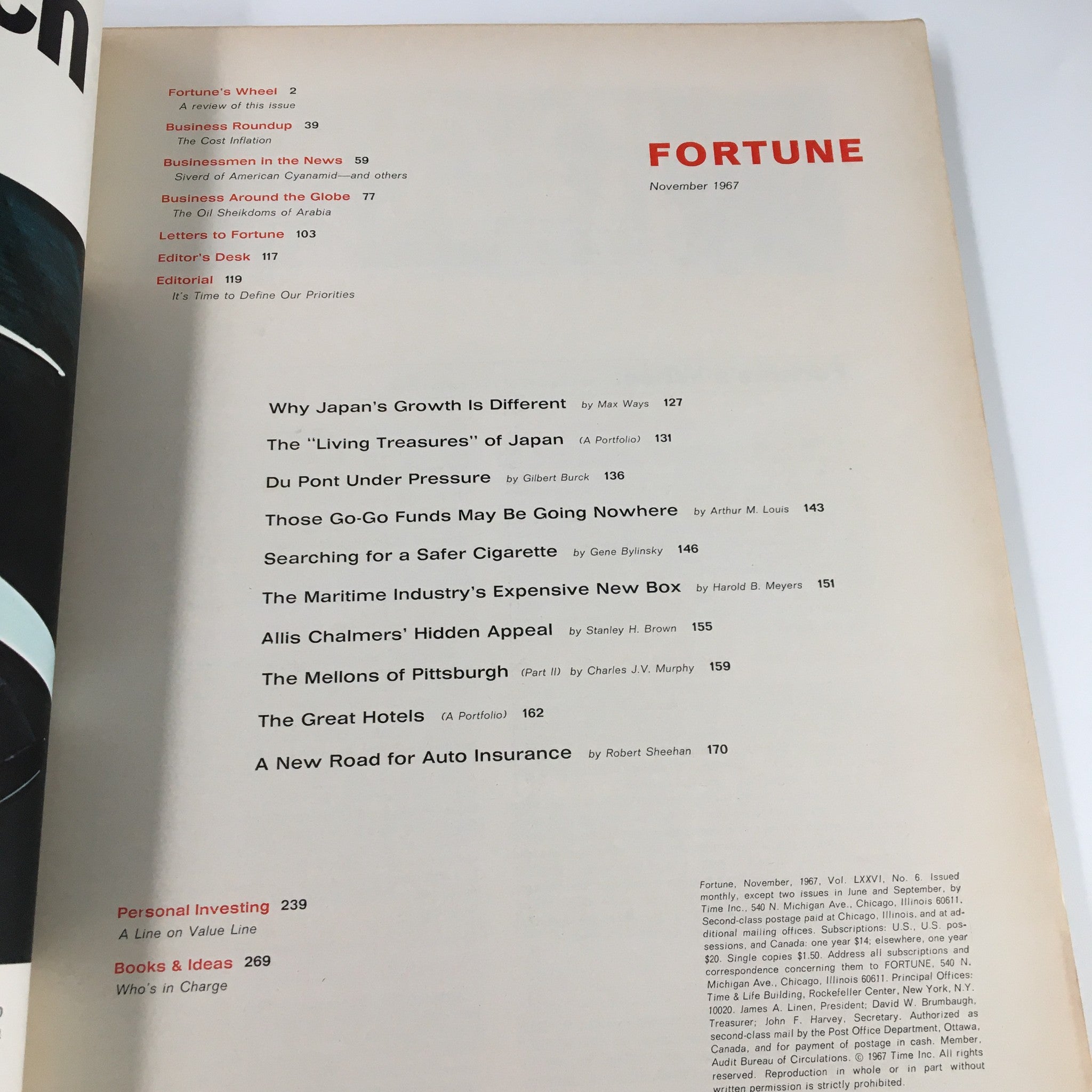 VTG Fortune Magazine November 1967 The Sources of Japanese Growth No L