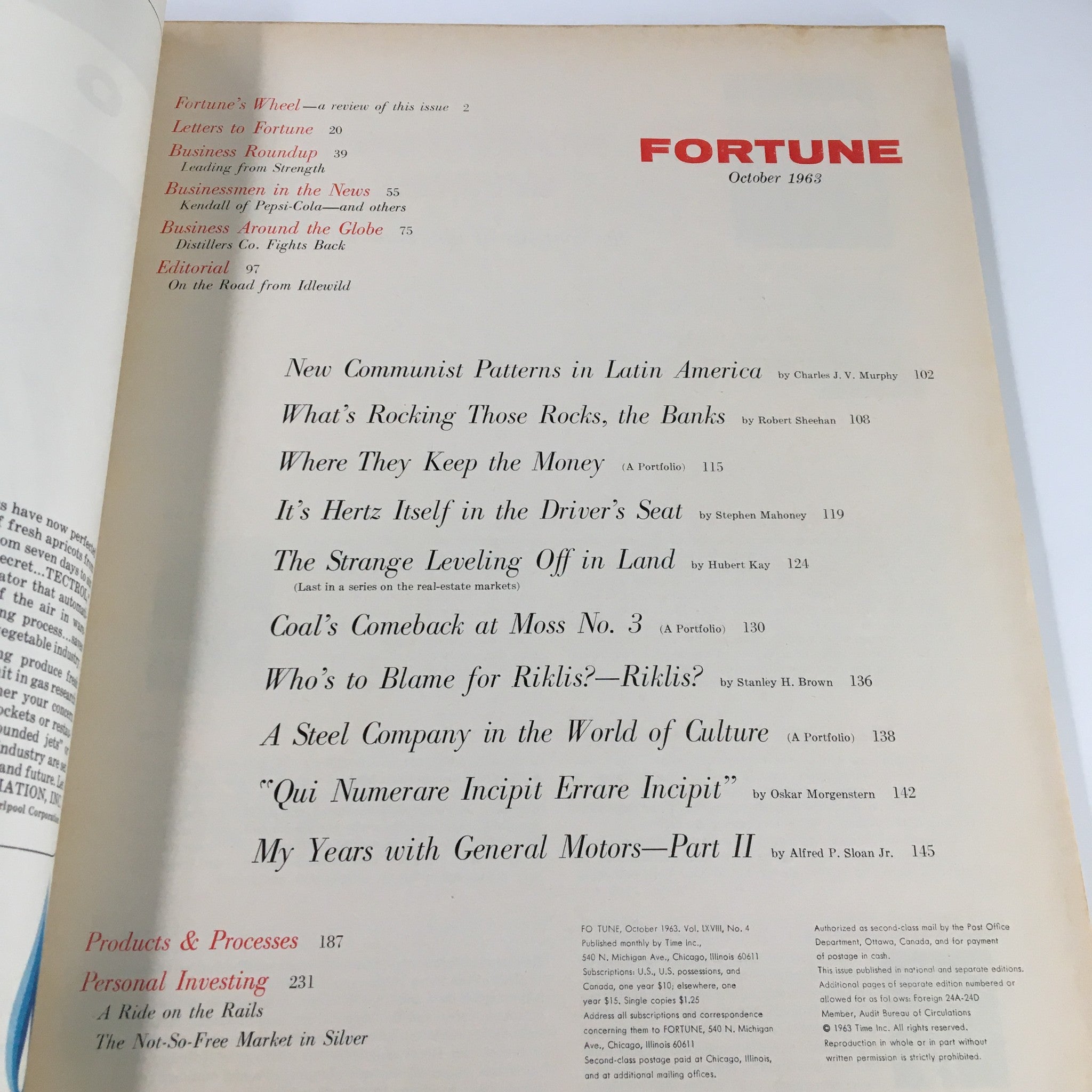 VTG Fortune Magazine October 1963 Communist Patterns in Latin America No Label