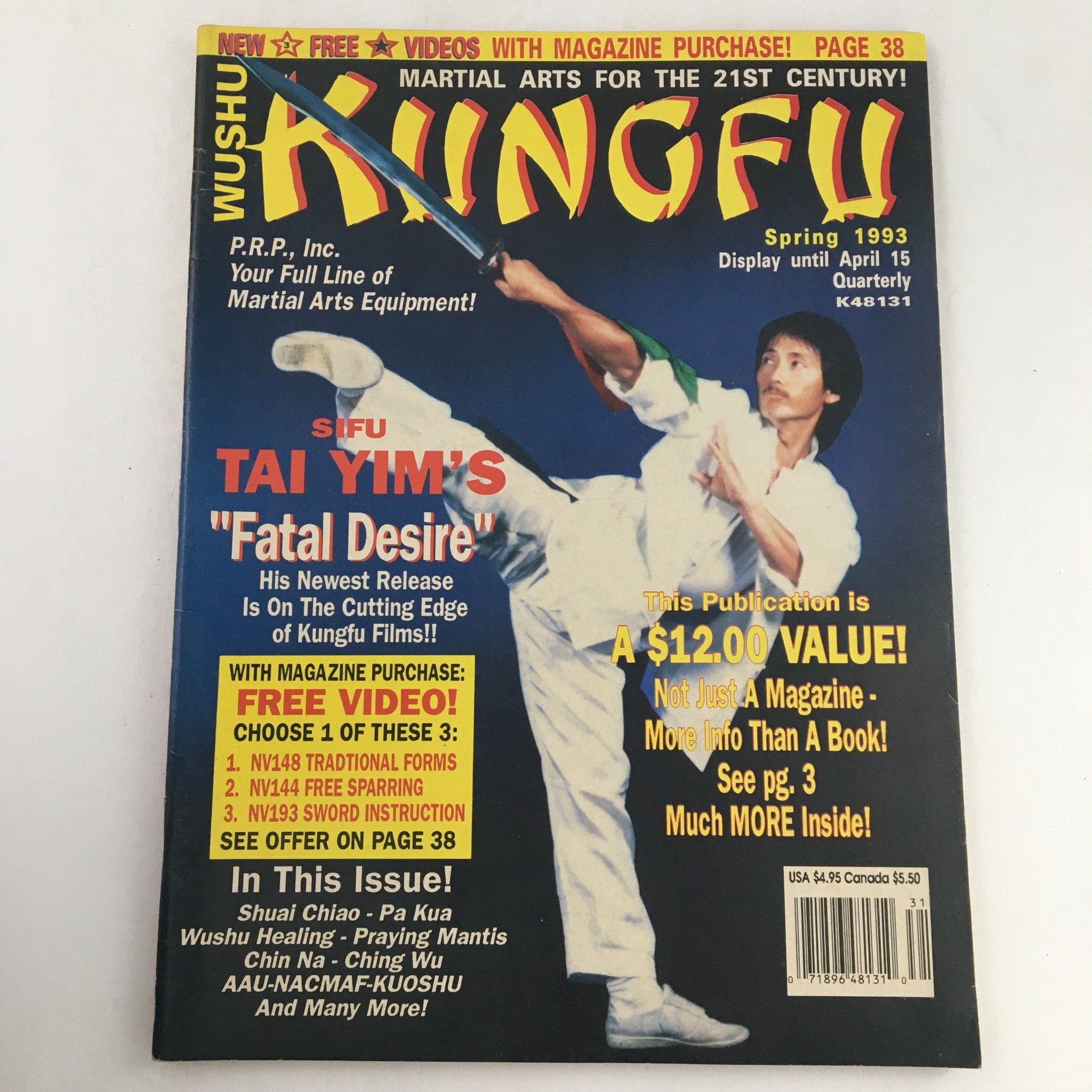 Wushu Kung Fu Magazine Spring 1993 SIFU Tai Yim's "Fatal Desire", No Label