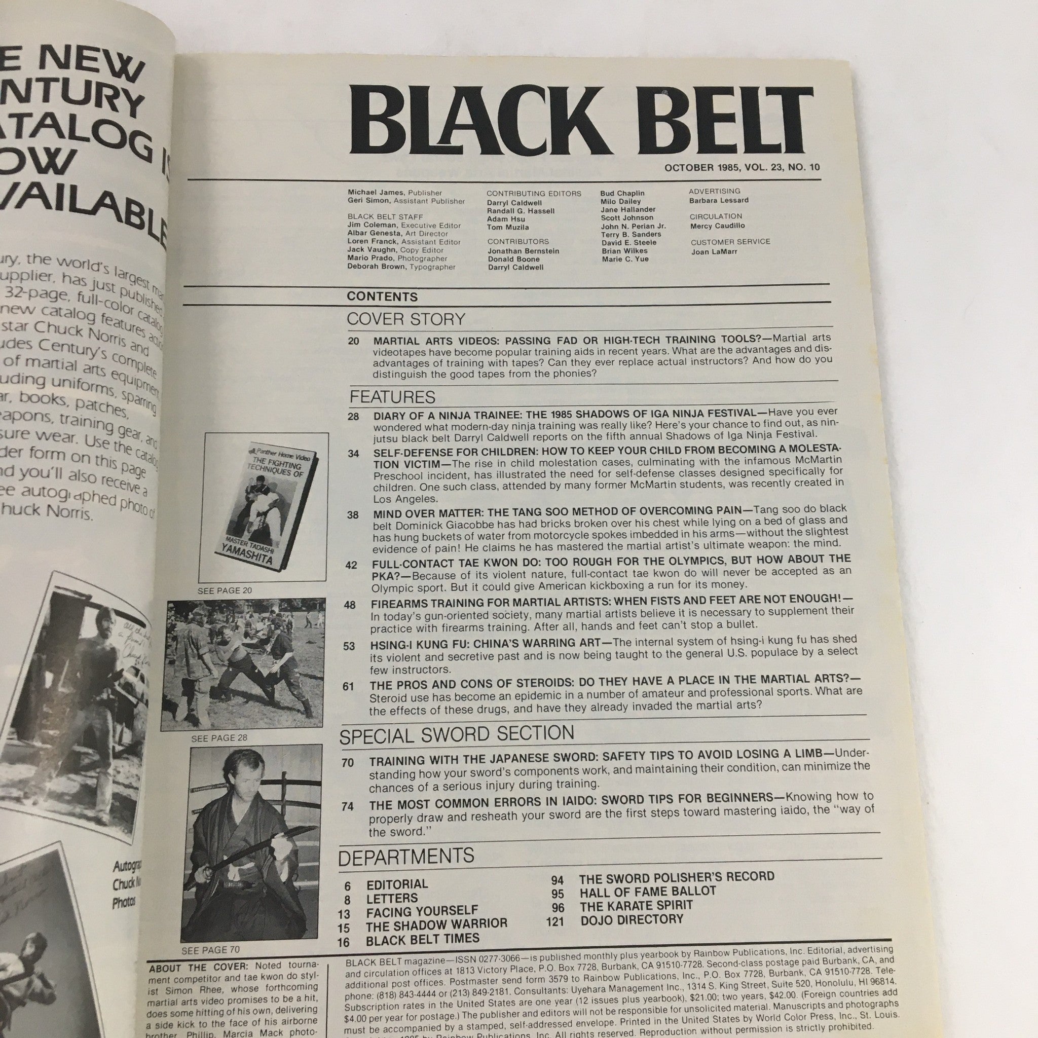 Black Belt Magazine October 1985 Simple Self-Defense Tips for Kids, No Label