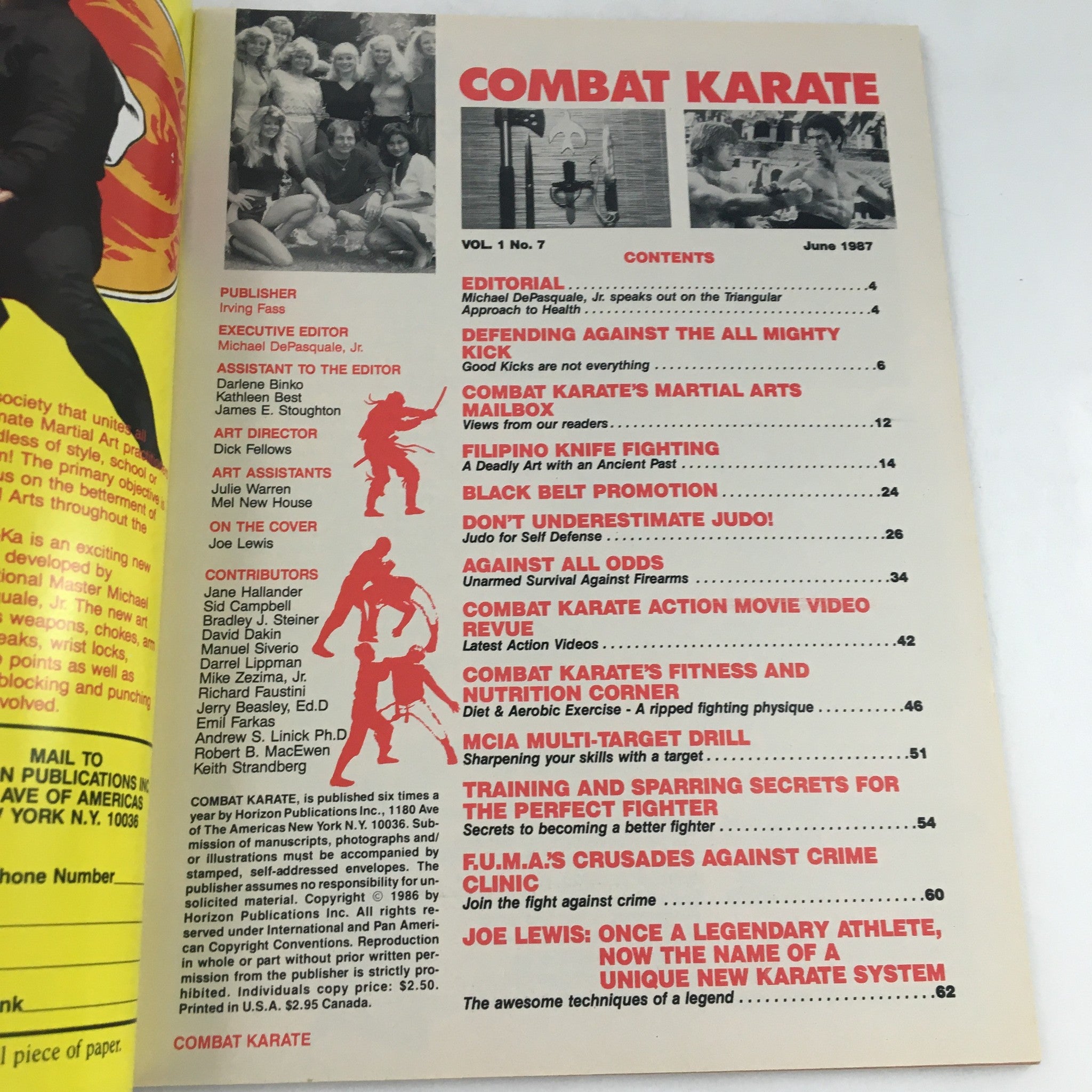 Combat Karate Magazine Vol #7 June 1987 Joe Lewis & Filipino Knife Fighting