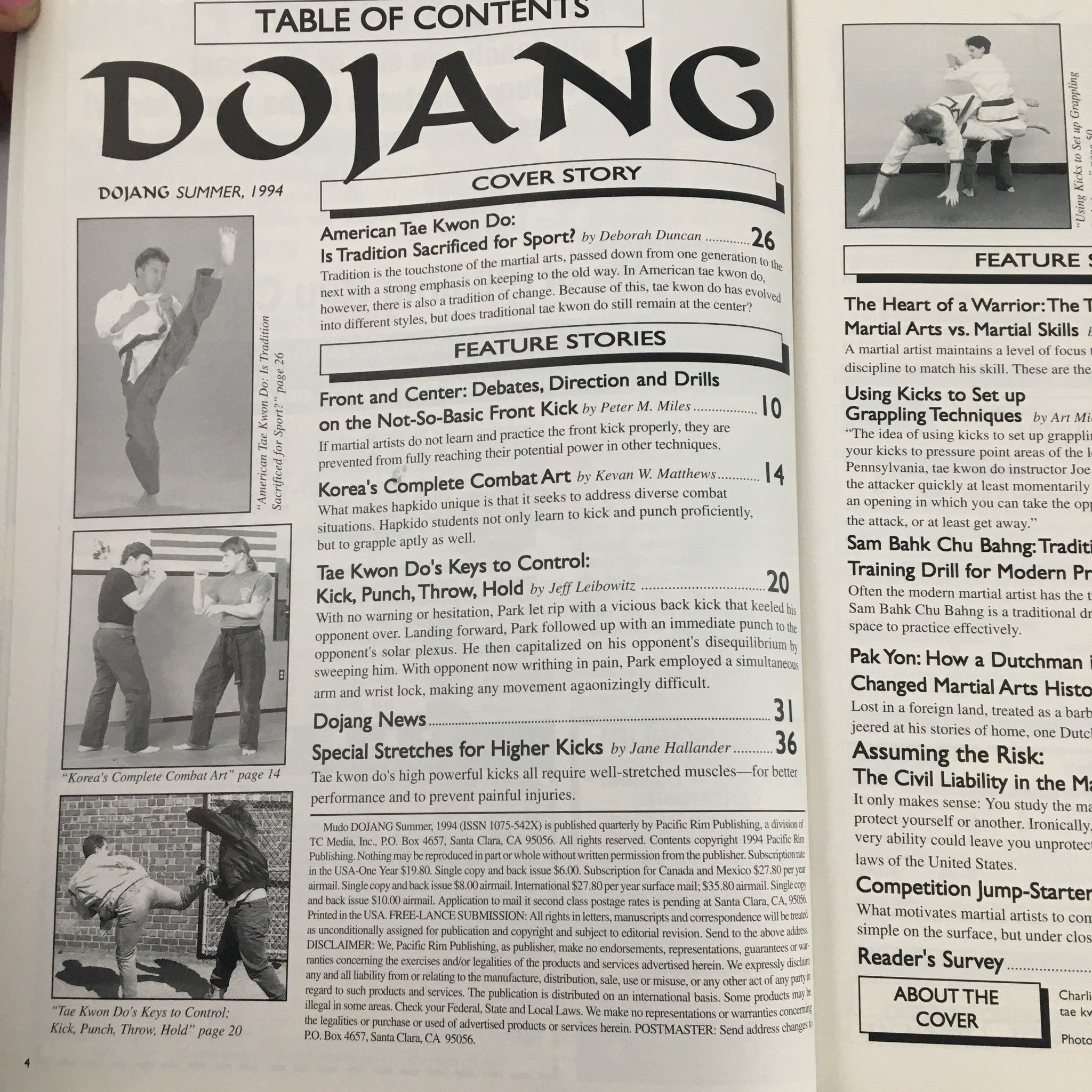 Mudo Dojang Magazine Summer 1994 Karate Champion Charlie Lee Stretches, No Label