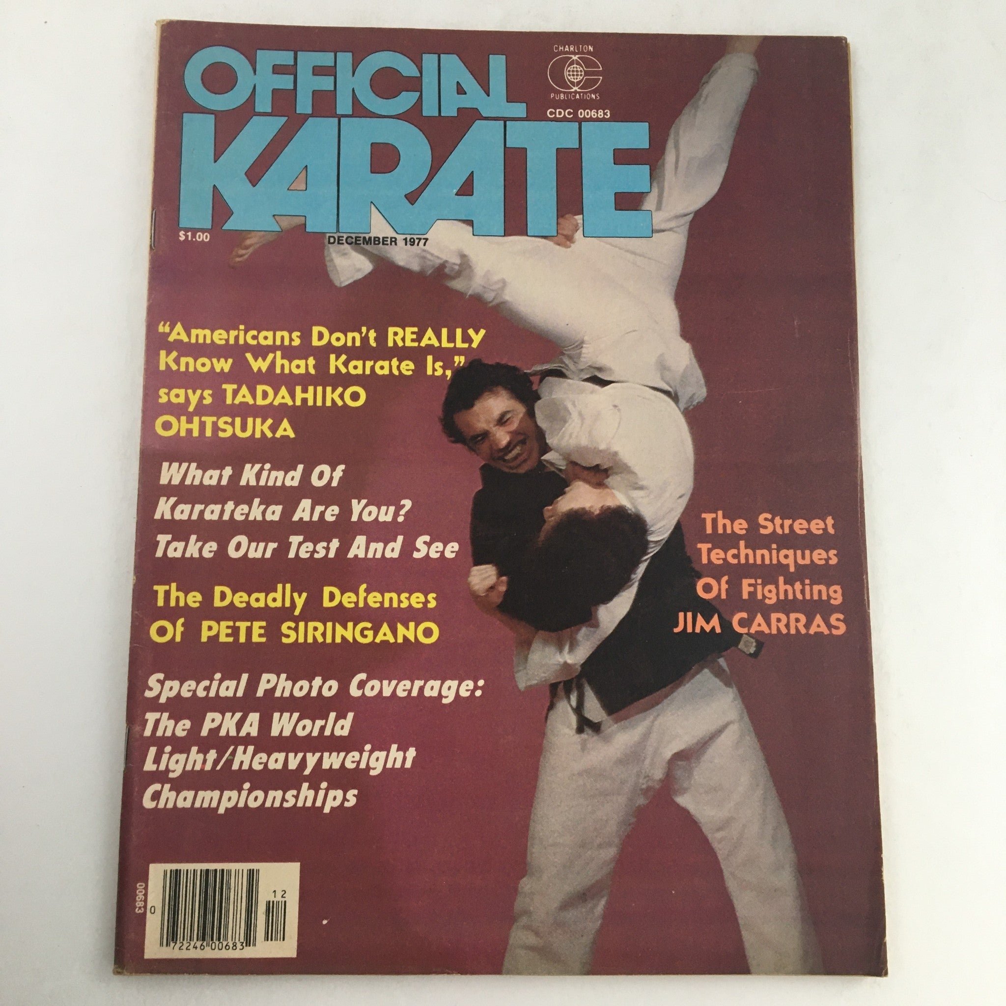 Official Karate Magazine December 1977 Vol 9 #72 Fighting Jim Carras, No Label