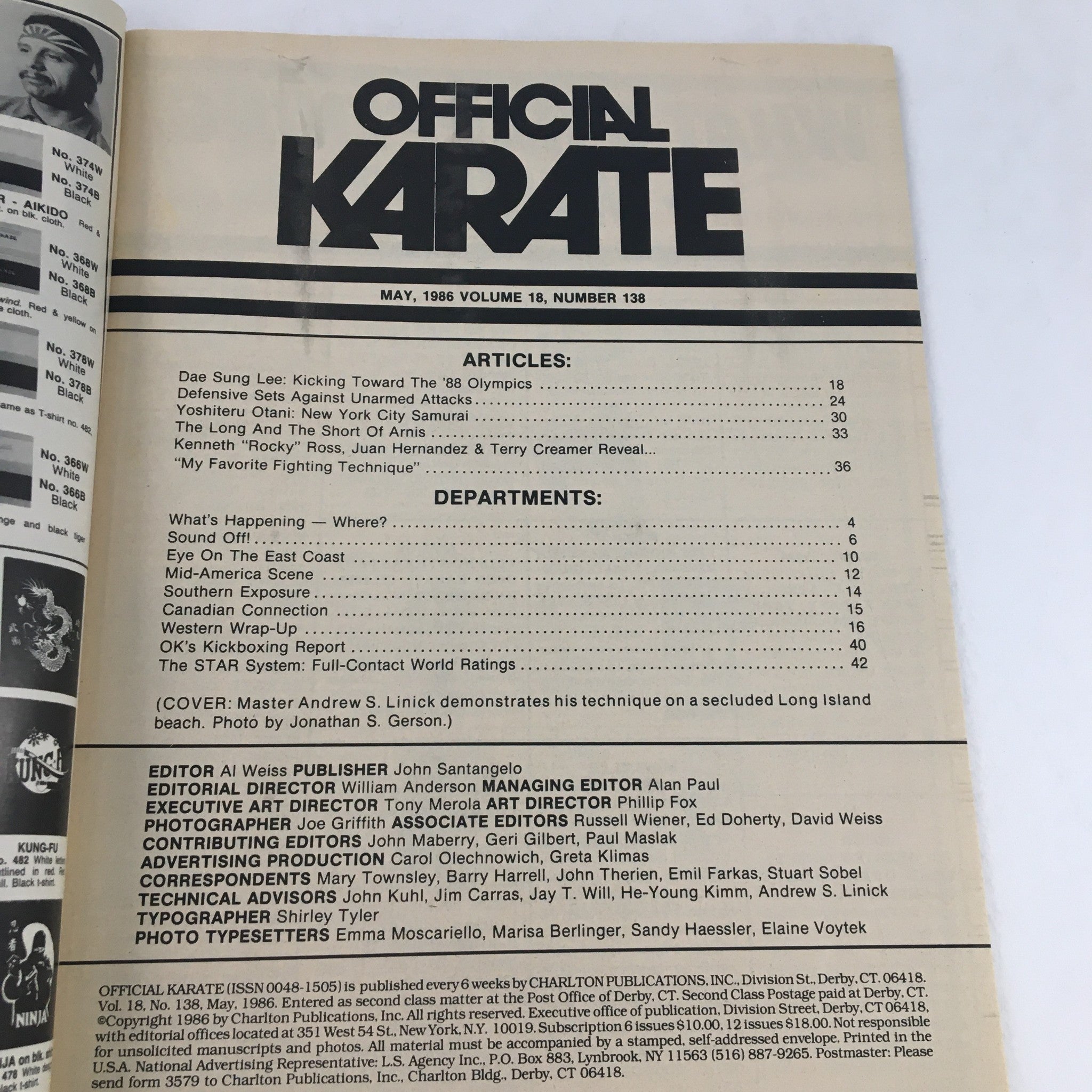 Official Karate Magazine Vol 18 #138 May 1986 Andy Linick and Dae Sung Lee Cover