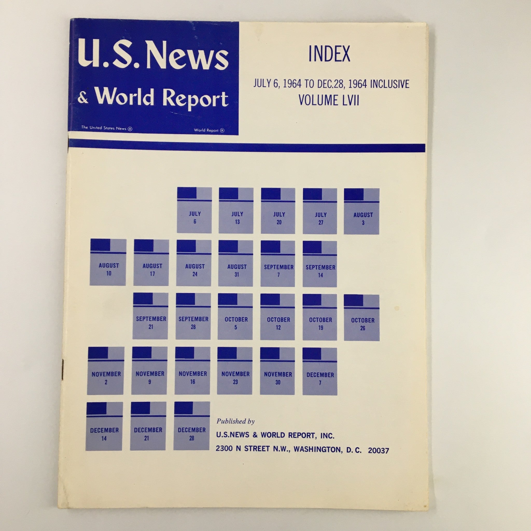 US News & World Report Magazine July 6 1964 Index to Volume LVII No Label