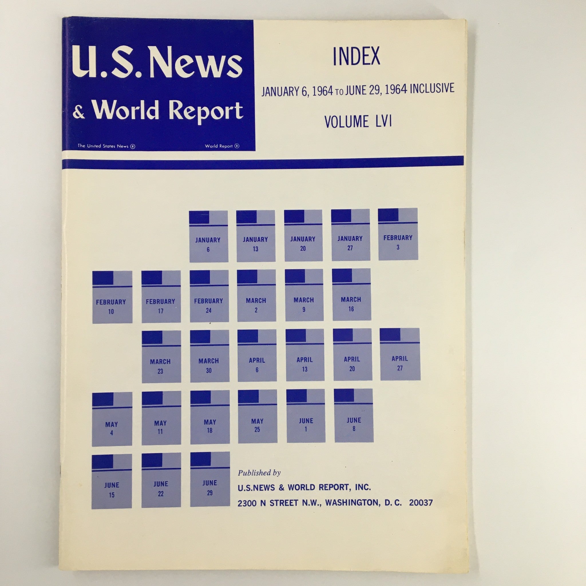 US News & World Report Magazine January 6 1964 Index to Volume LVI No Label