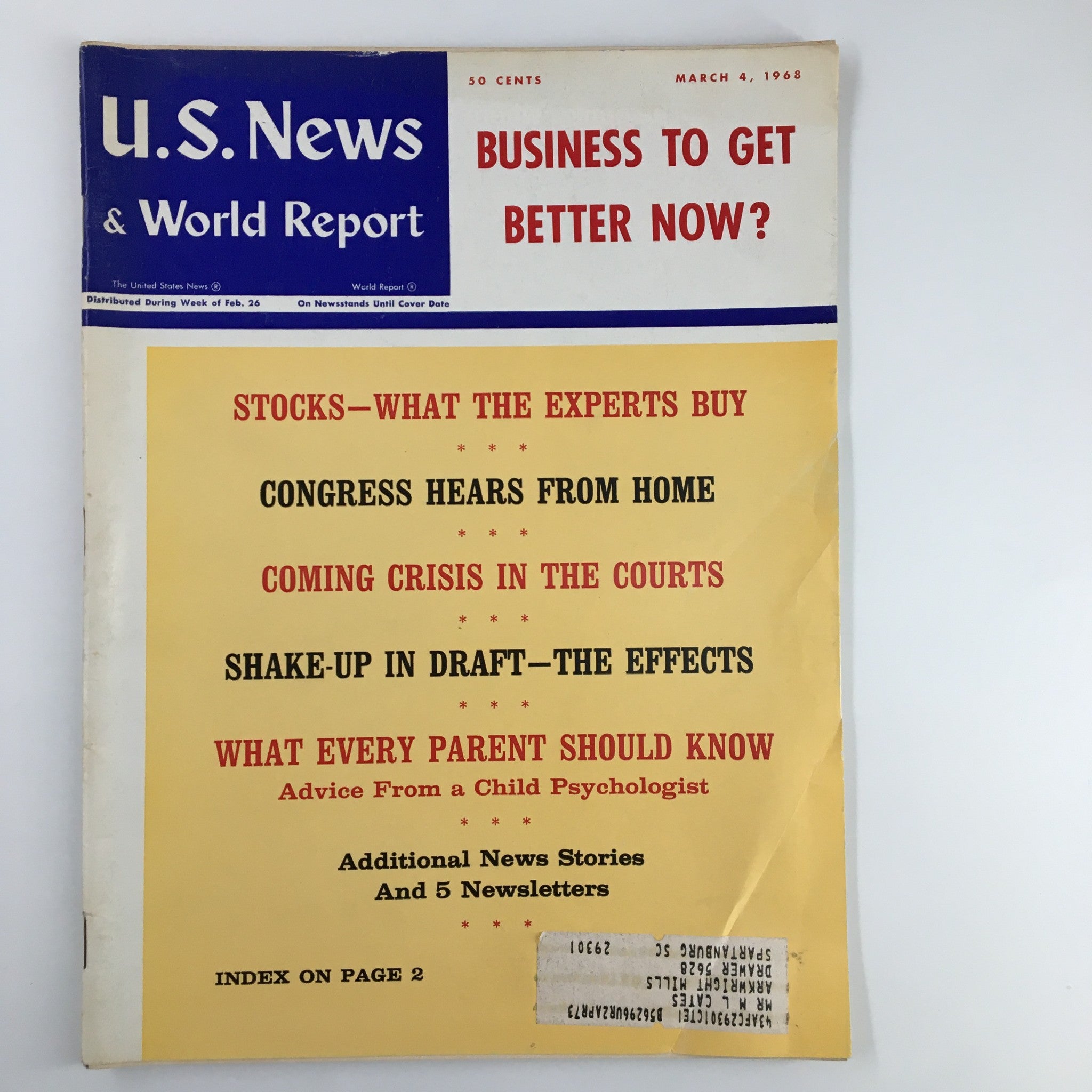 US News & World Report Magazine March 4 1968 Coming Crisis In The Courts