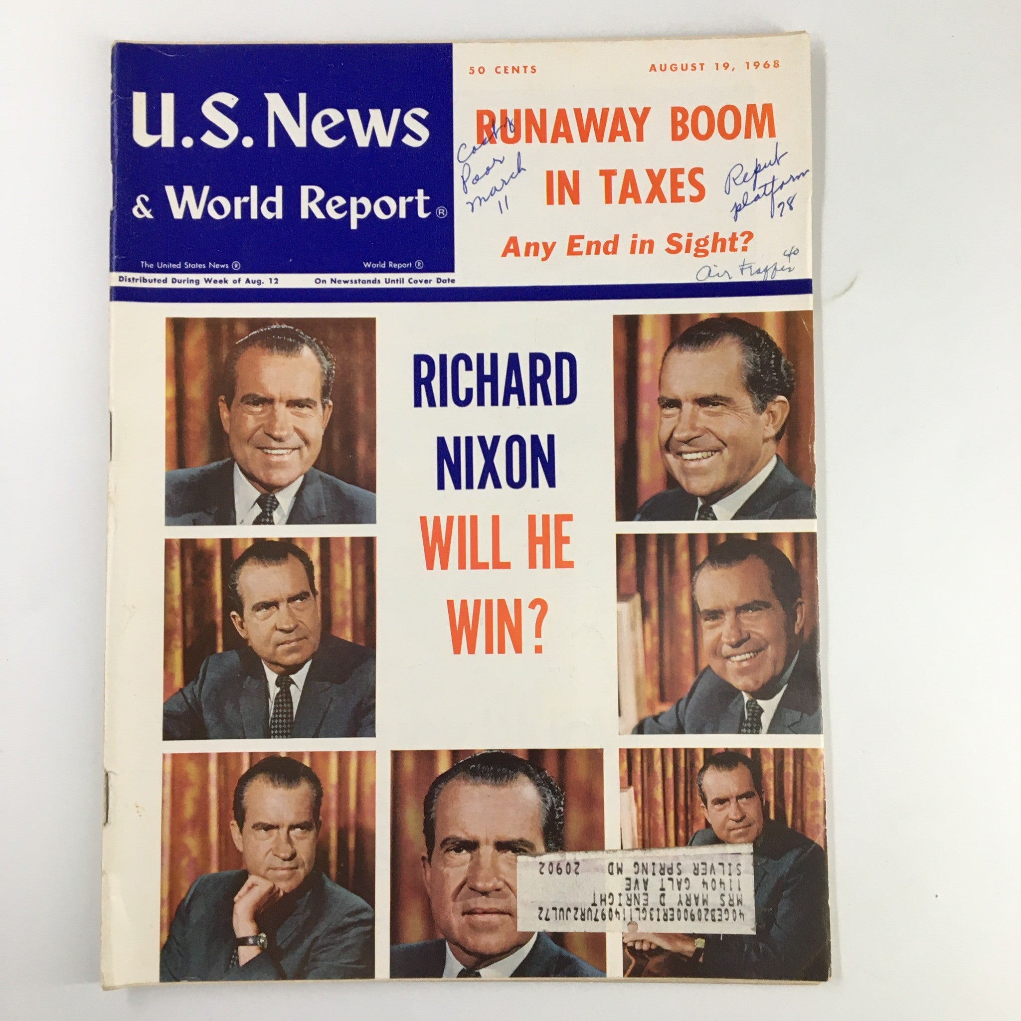 US News & World Report Magazine August 19 1968 Richard Nixon Will He Win?