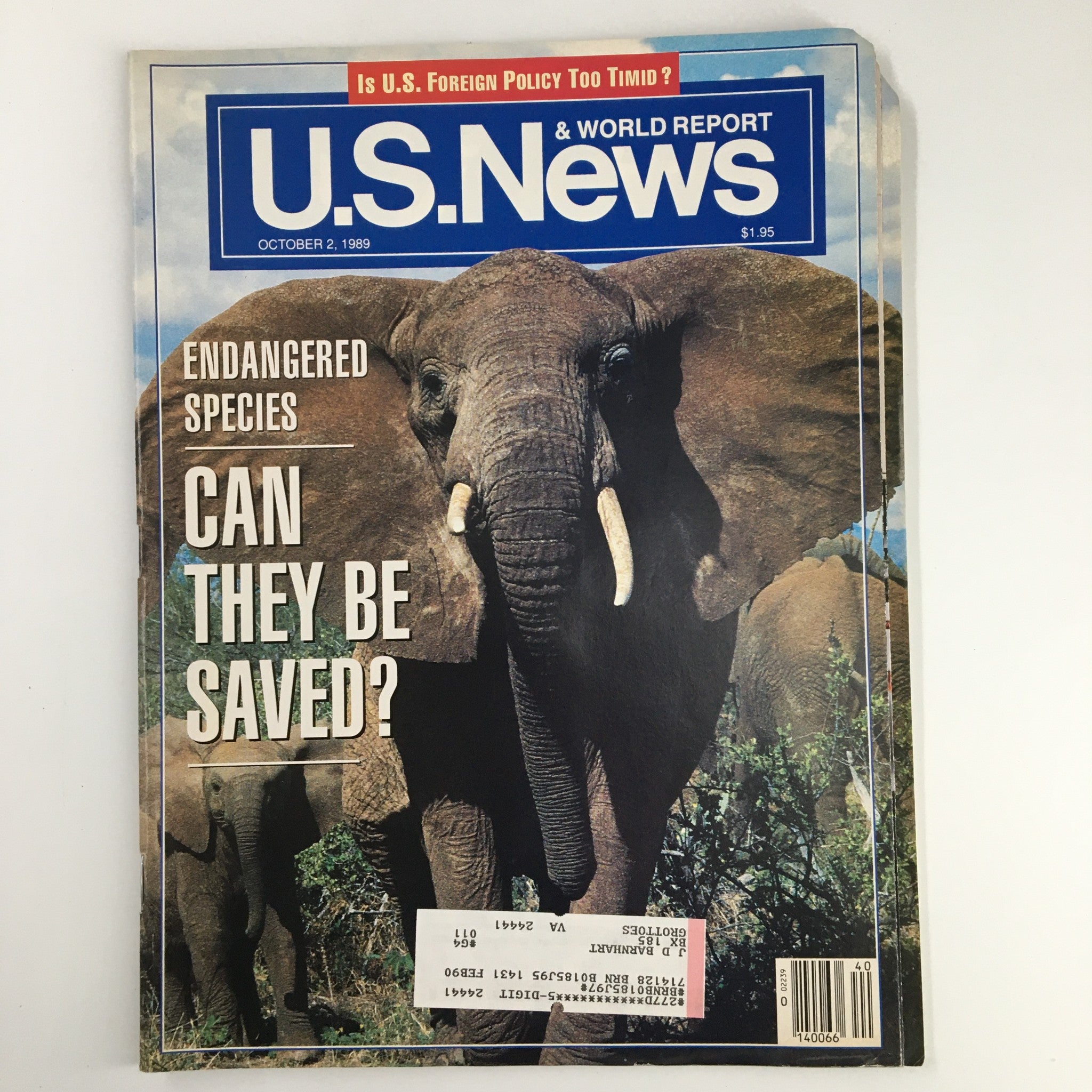 US News & World Report Magazine October 2 1989 The Elephants Endangered Species