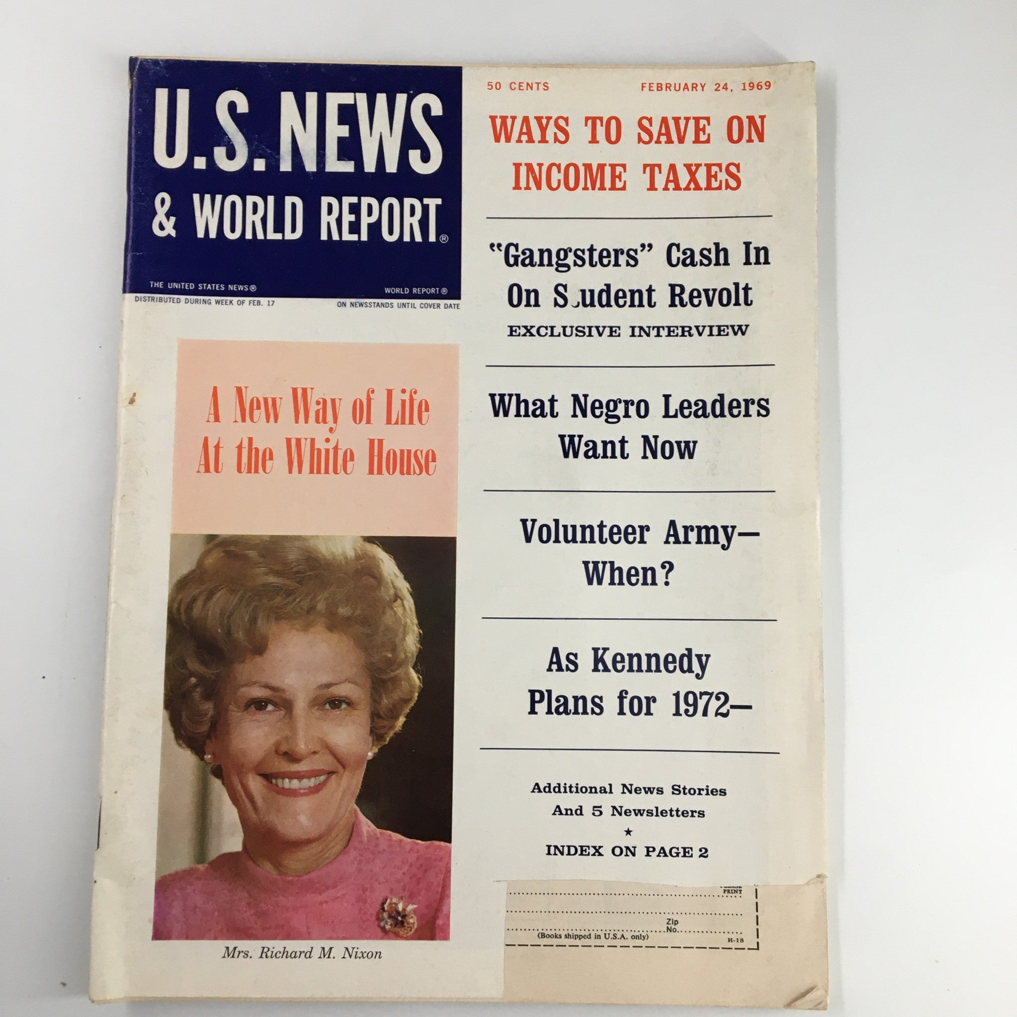 US News & World Report Magazine February 24 1969 Mrs. Pat Nixon New Way of Life