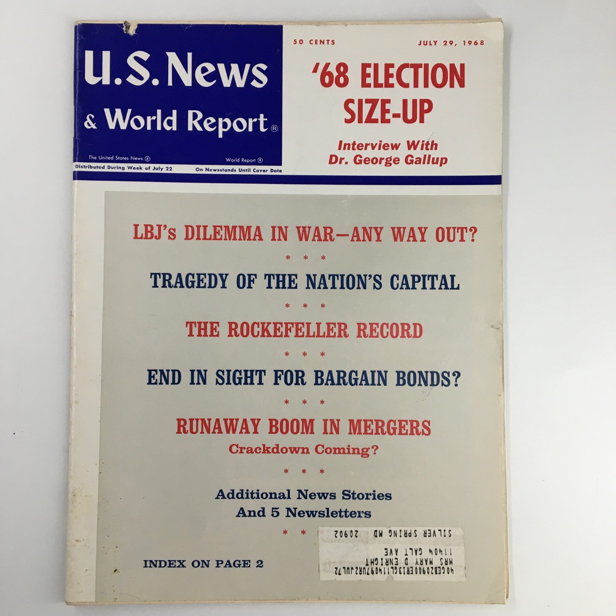 US News & World Report Magazine July 29 1968 Lyndon B. Johnson Dilemma in War