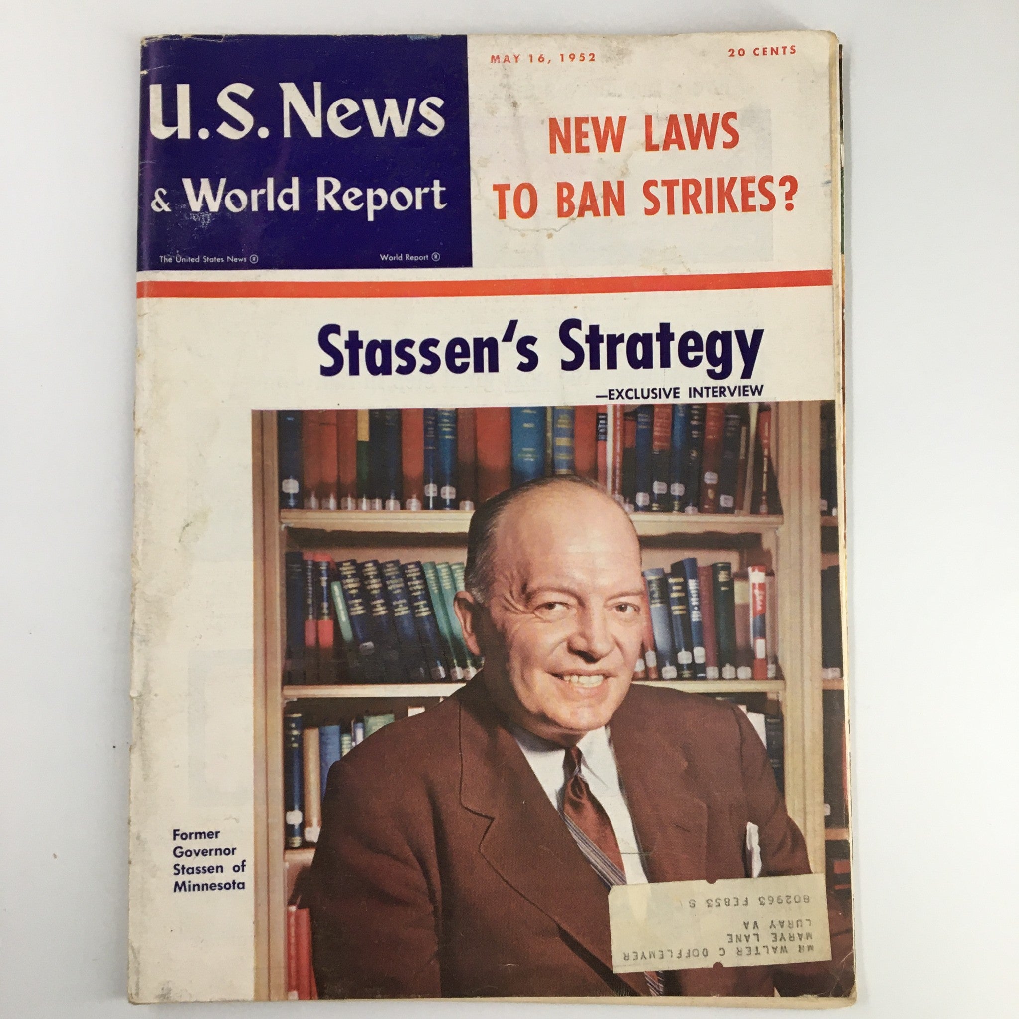 US News & World Report Magazine May 16 1952 Former Governor Stassen of Minnesota