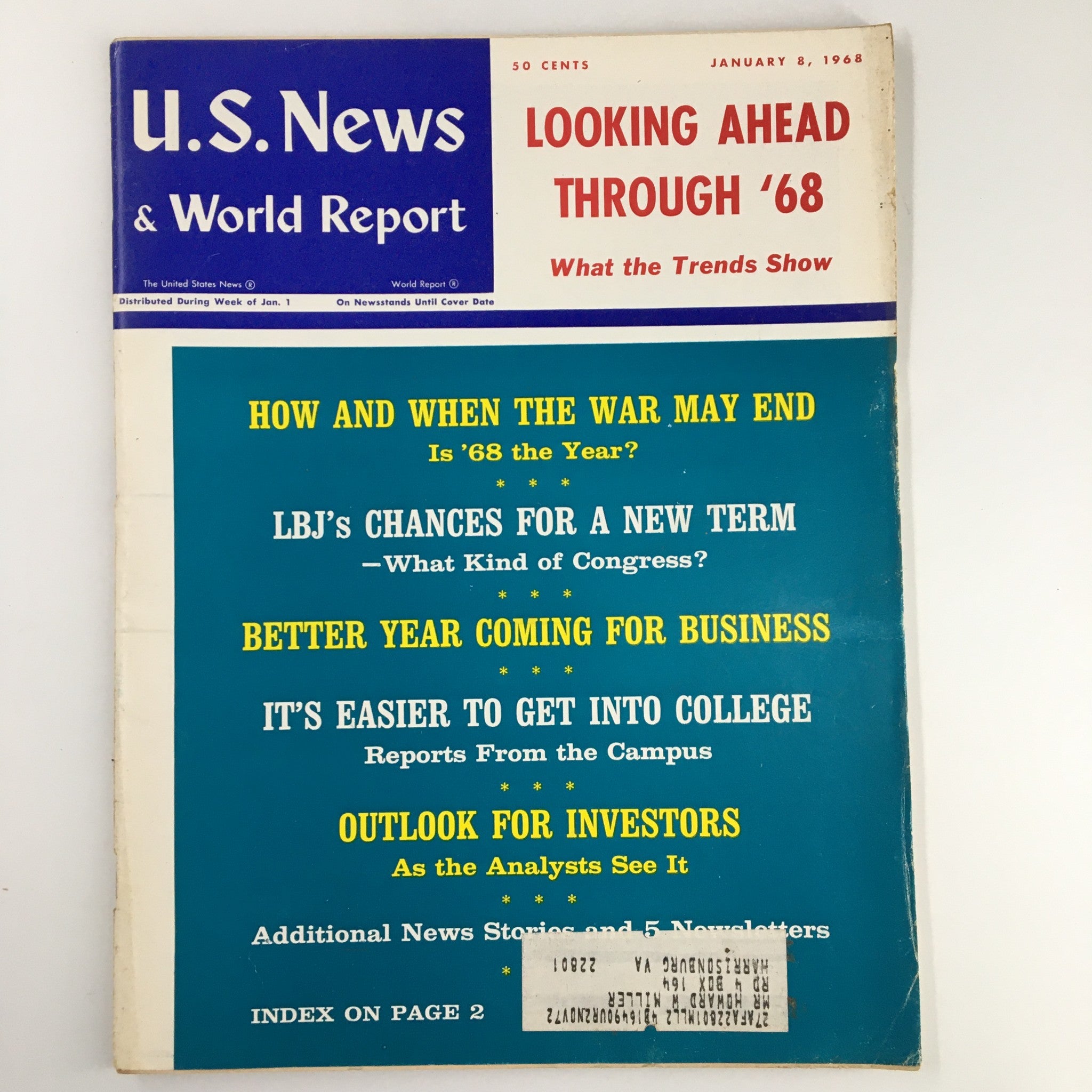 US News & World Report Magazine January 8 1968 Looking Ahead Through 1968