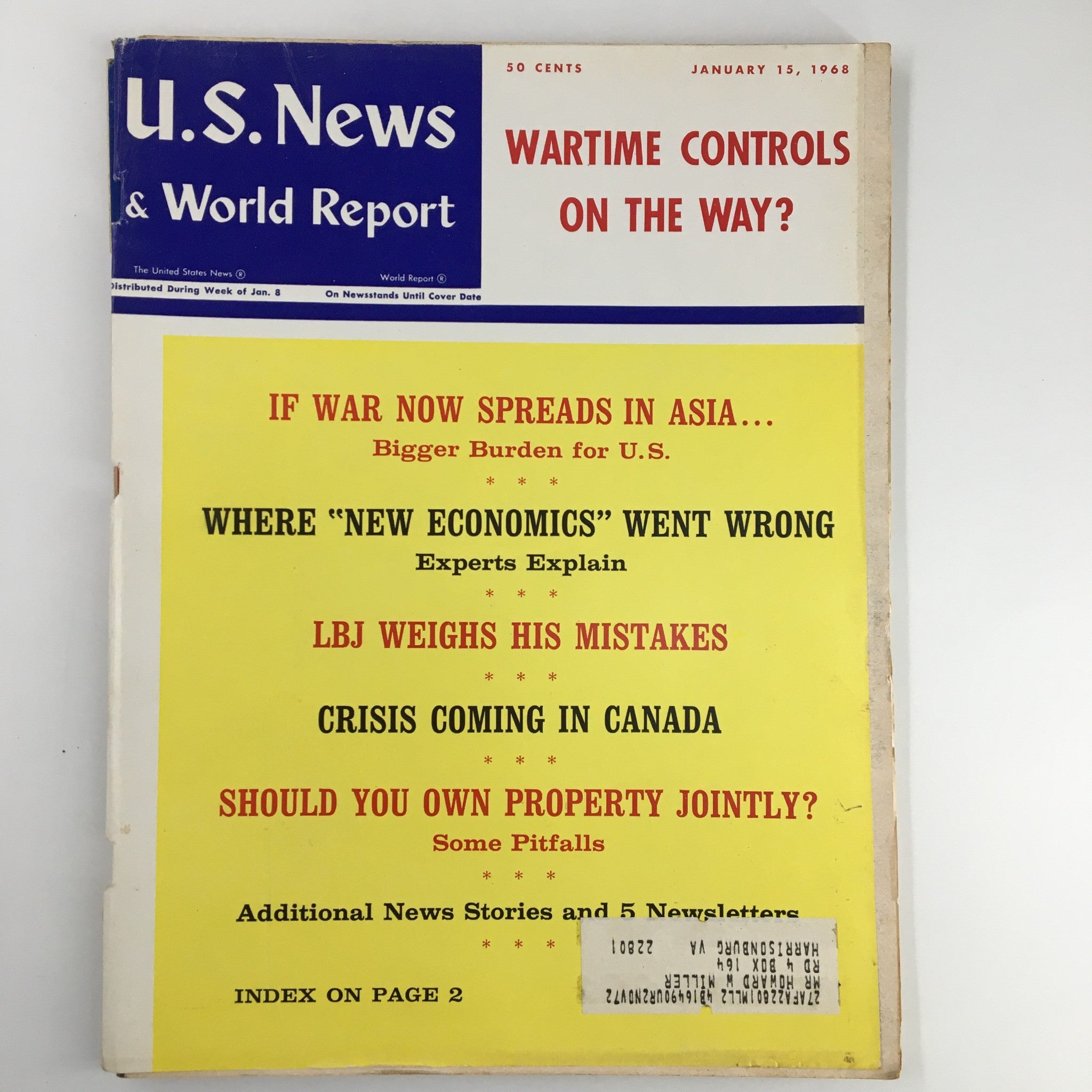 US News & World Report Magazine January 15 1968 Wartime Controls On The Way?