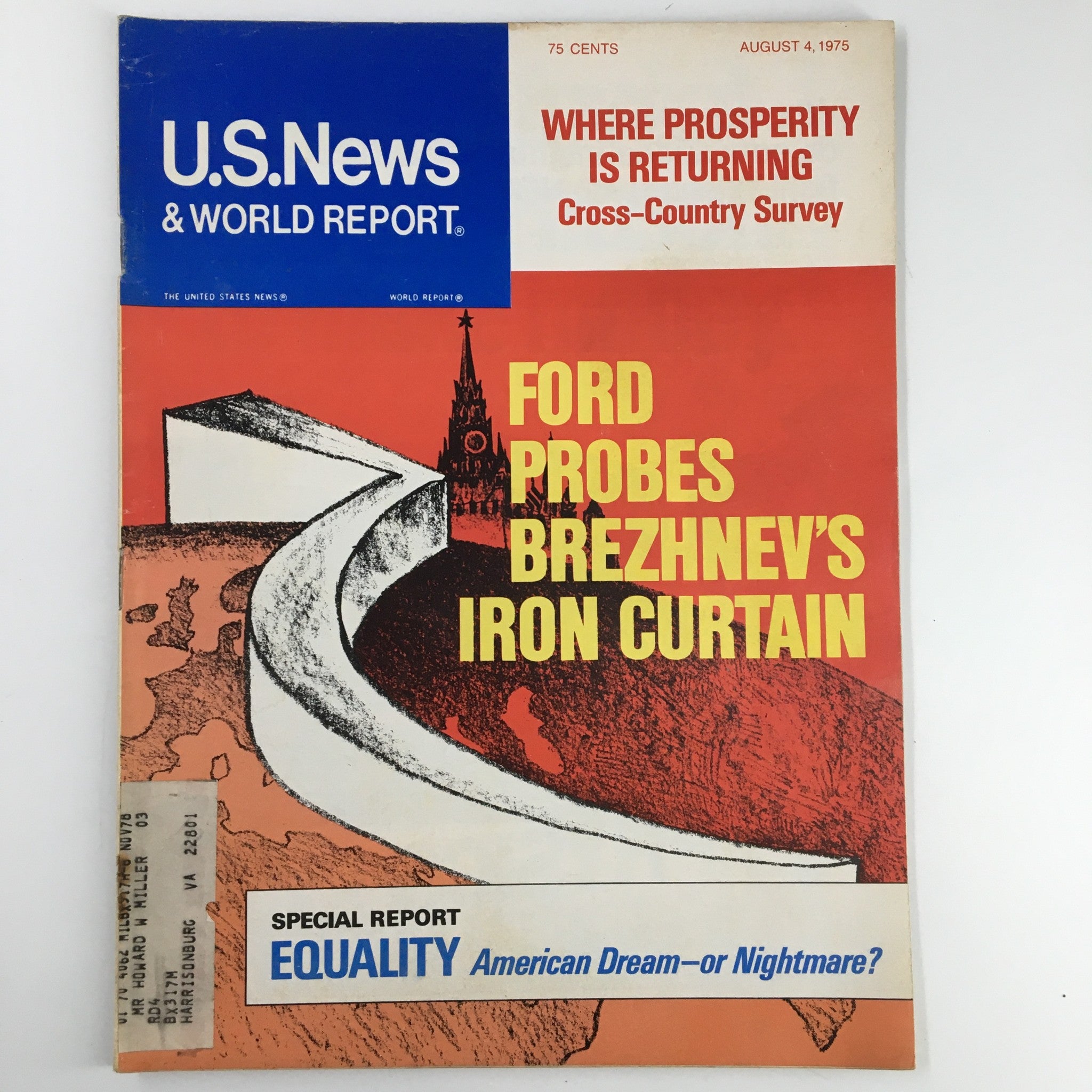 US News & World Report Magazine August 4 1975 Ford Probes Brezhnev Iron Curtain