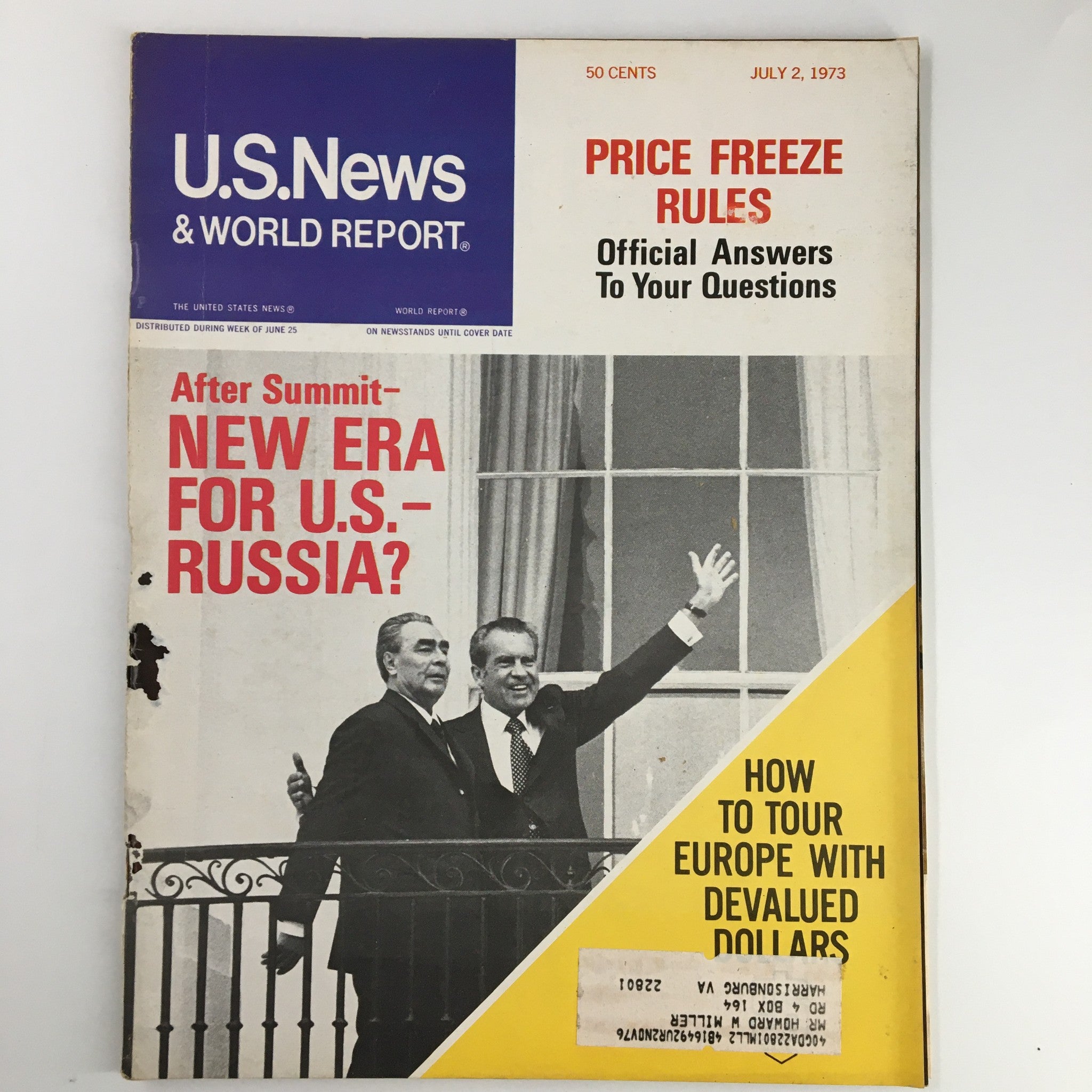 US News & World Report Magazine July 2 1973 Leonid Brehznev and Richard Nixon