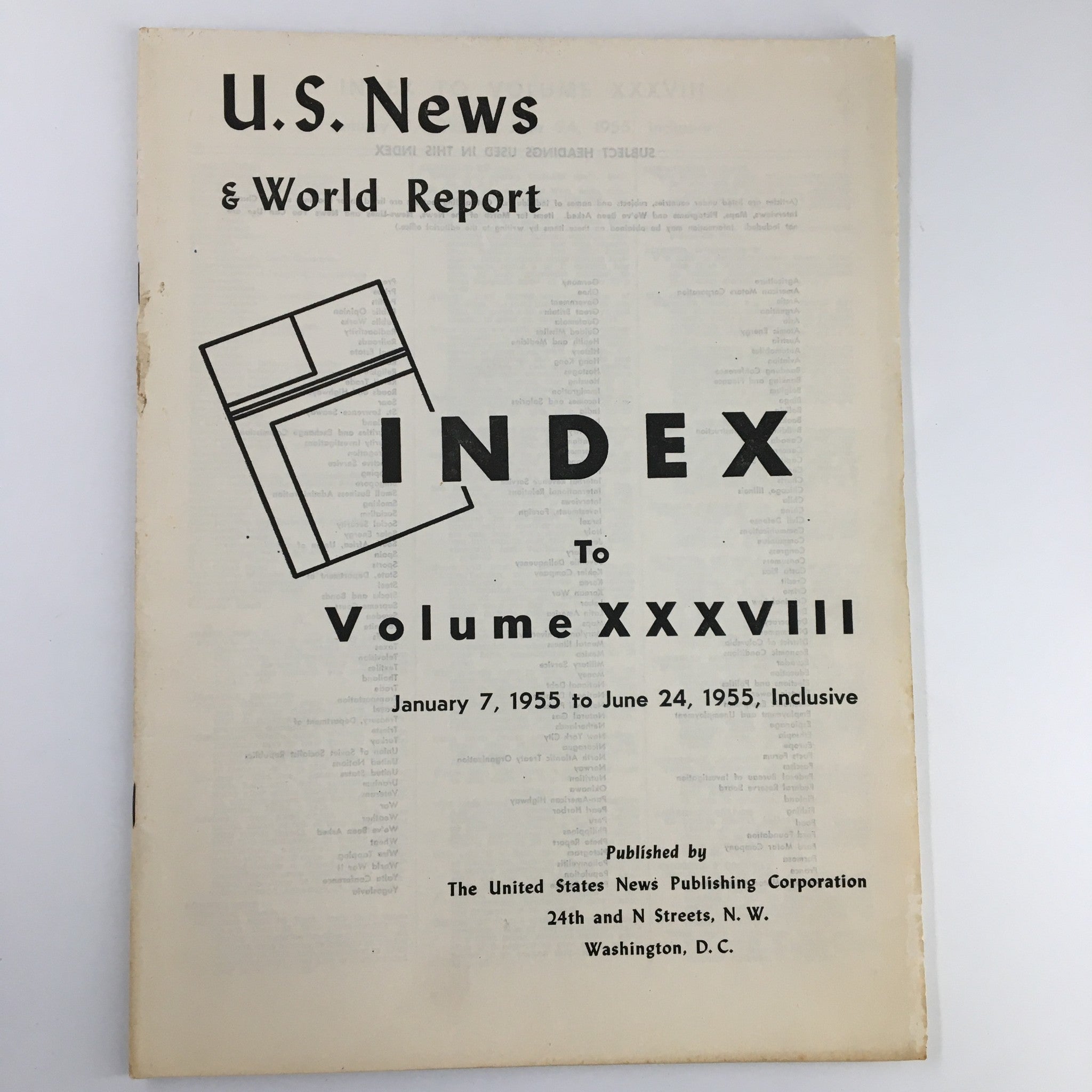 US News & World Report Magazine January 7 1955 Index to Volume XXXVIII No Label