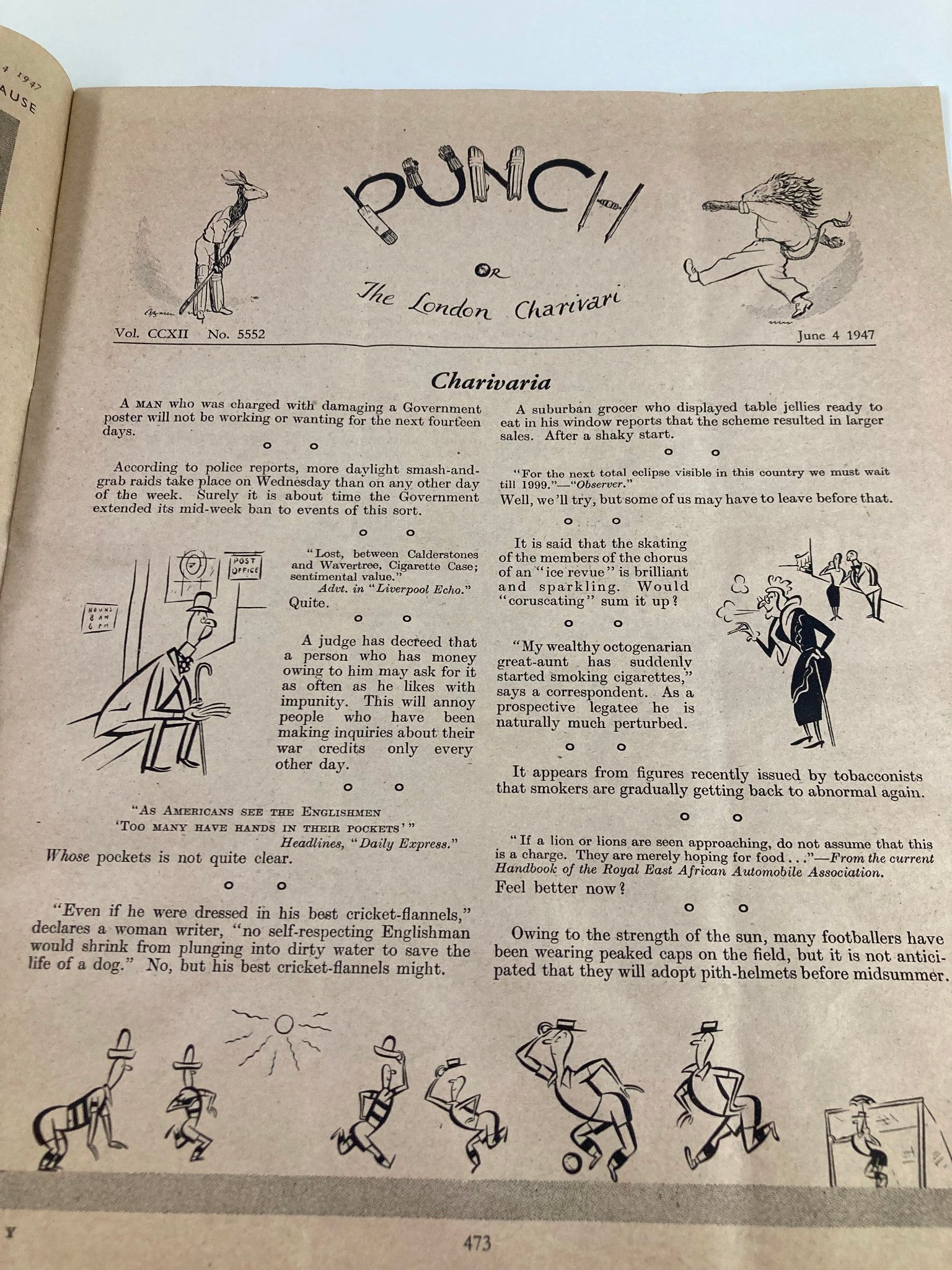 VTG Punch Magazine June 4 1947 #5552 Vol 212 WWII Cartoon & Humour