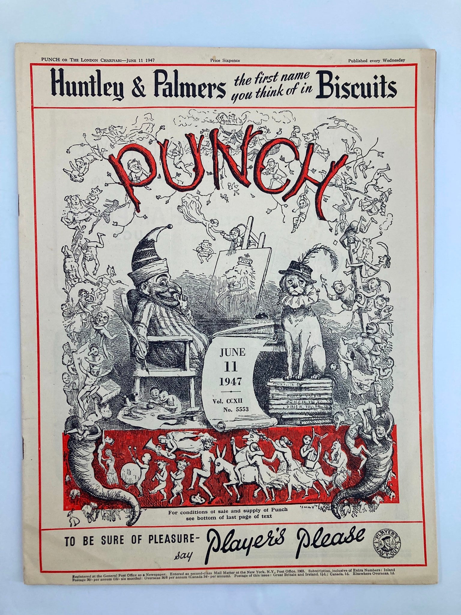 VTG Punch Magazine June 11 1947 #5553 Vol 212 WWII Cartoon & Humour