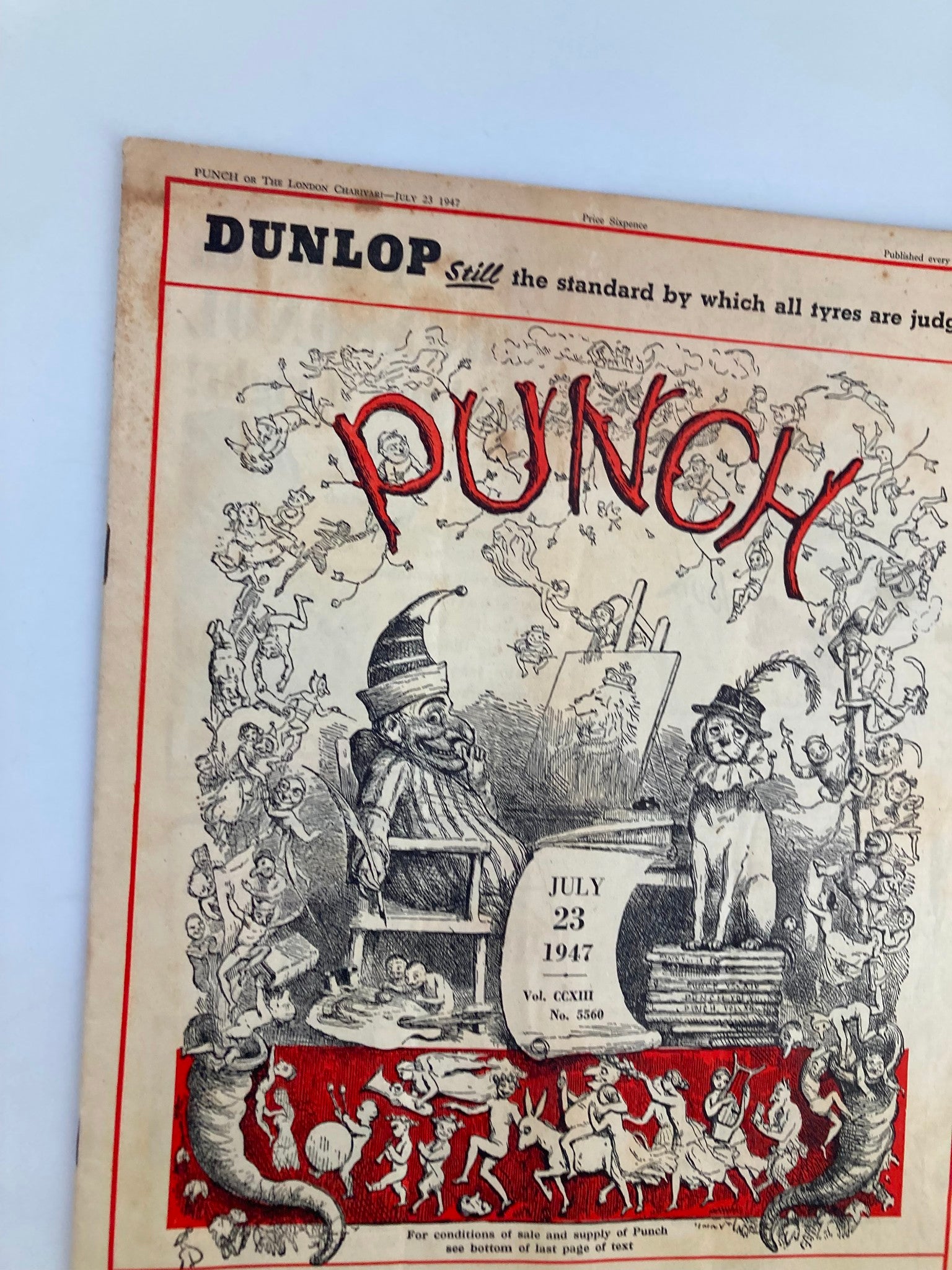 VTG Punch Magazine July 23 1947 #5560 Vol 213 WWII Cartoon & Humour