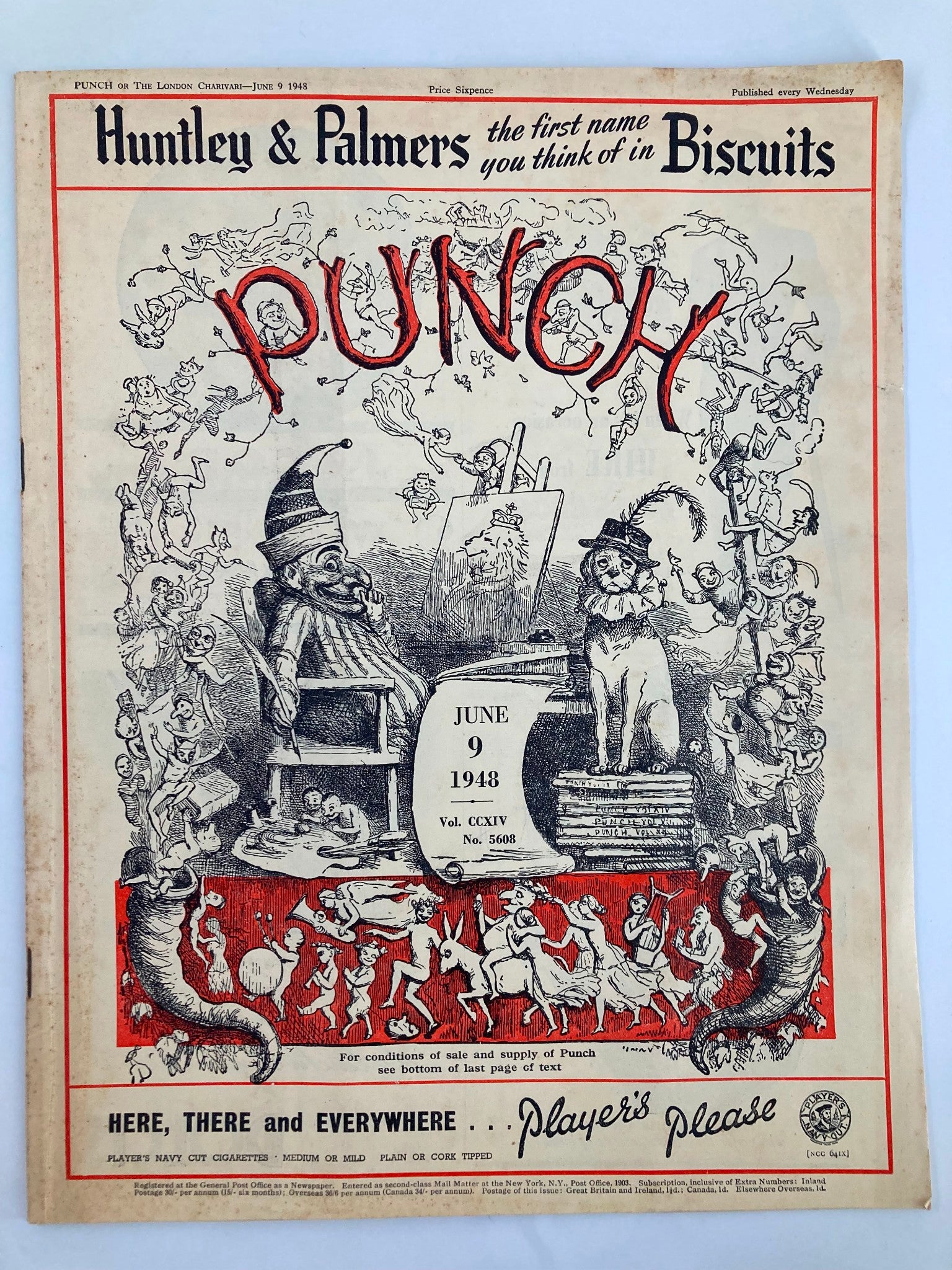 VTG Punch Magazine June 19 1948 #5608 Vol 214 WWII Cartoon & Humour