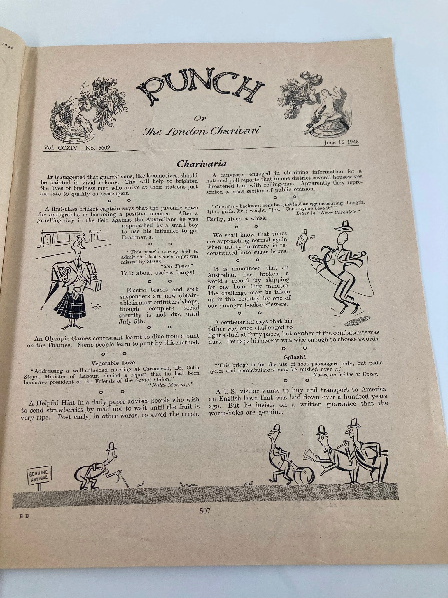 VTG Punch Magazine June 16 1948 #5609 Vol 214 WWII Cartoon & Humour