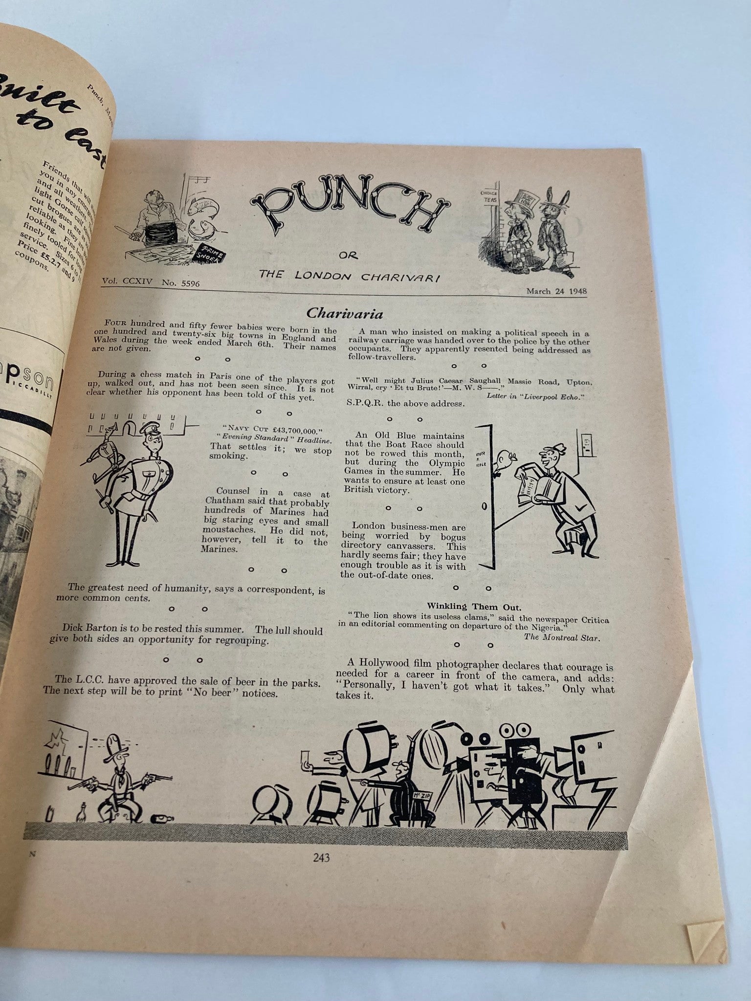 VTG Punch Magazine March 24 1948 #5596 Vol 214 WWII Cartoon & Humour