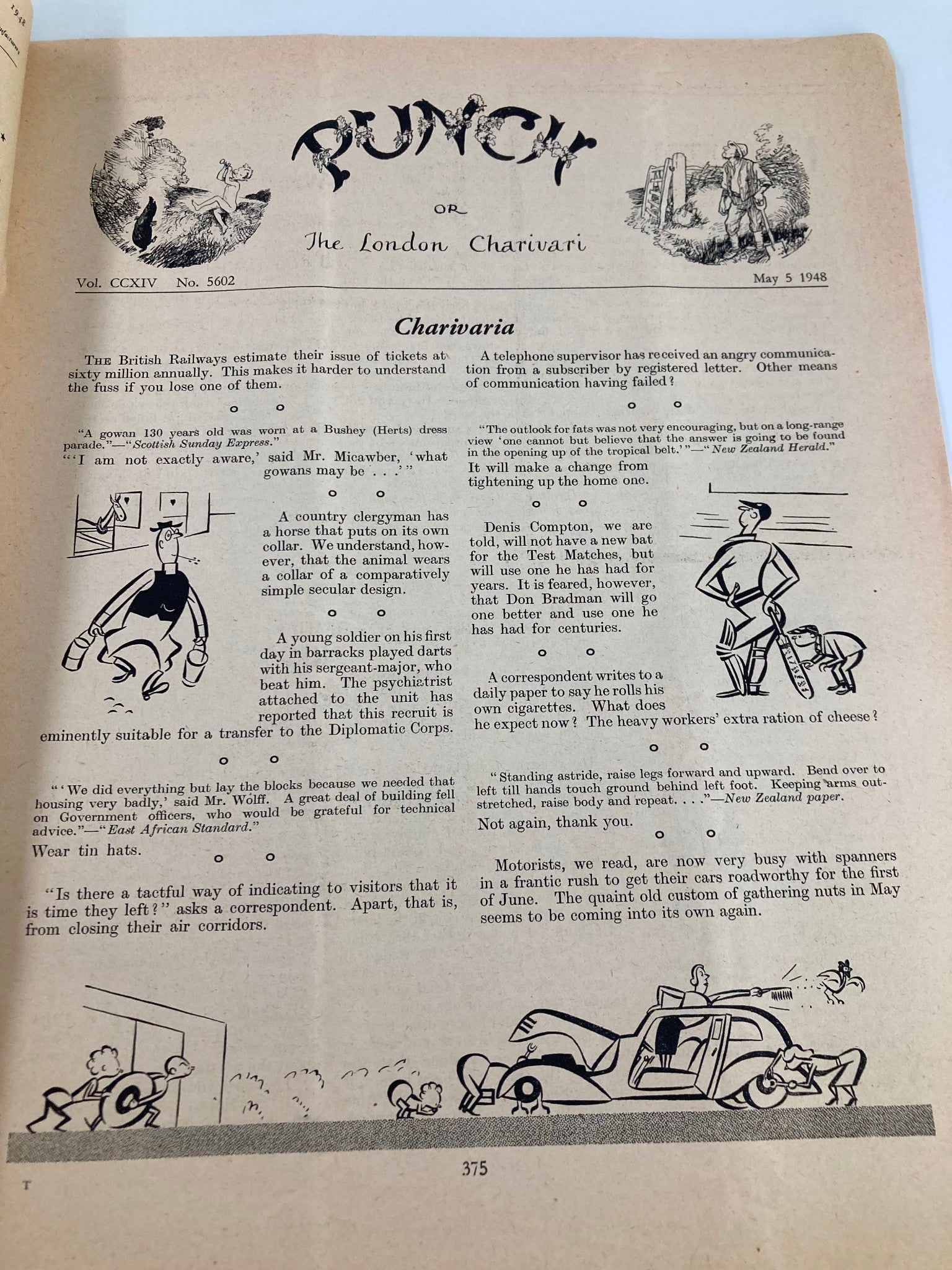 VTG Punch Magazine May 5 1948 #5602 Vol 214 WWII Cartoon & Humour