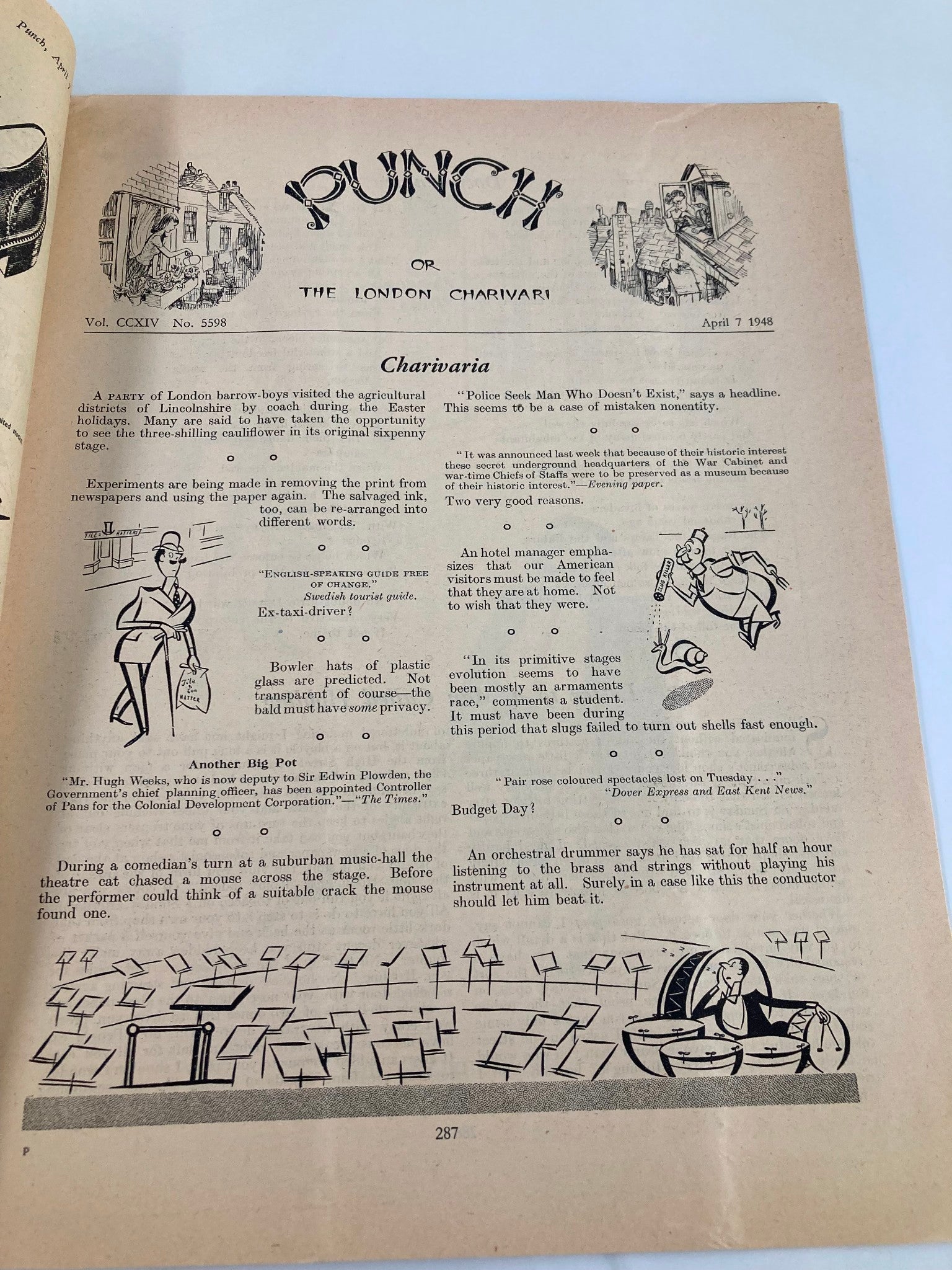 VTG Punch Magazine April 7 1948 #5598 Vol 214 WWII Cartoon & Humour