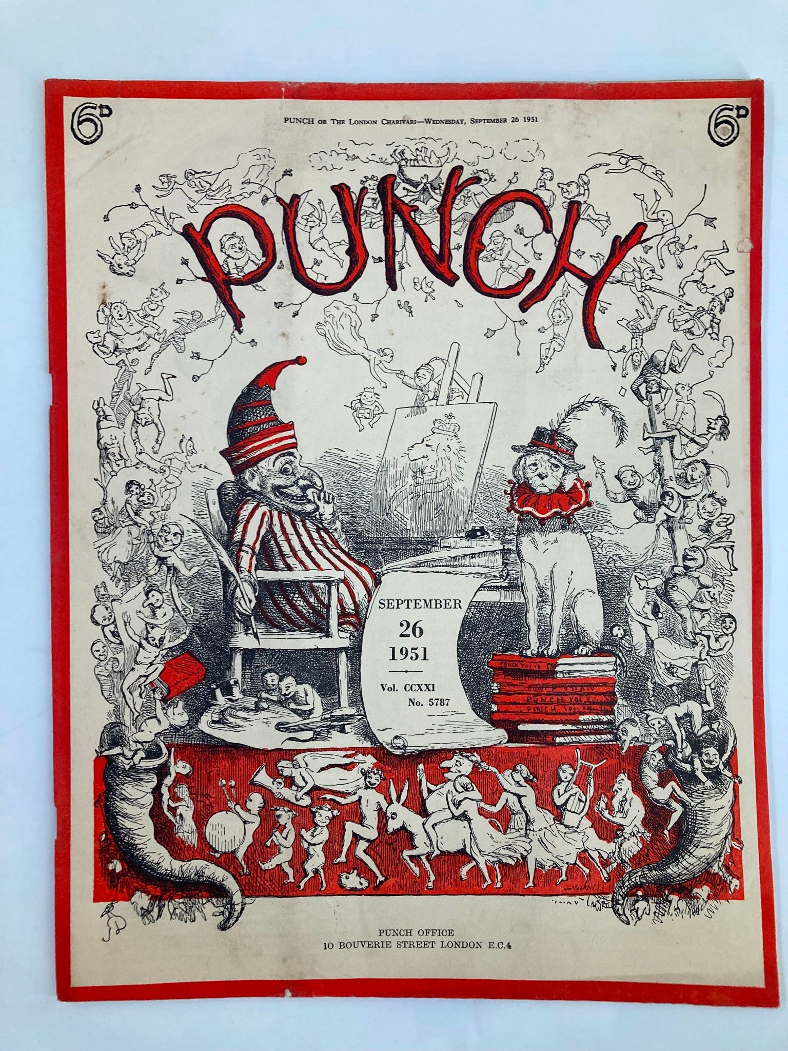 VTG Punch Magazine September 26 1951 #5787 Vol 221 WWII Cartoon & Humour