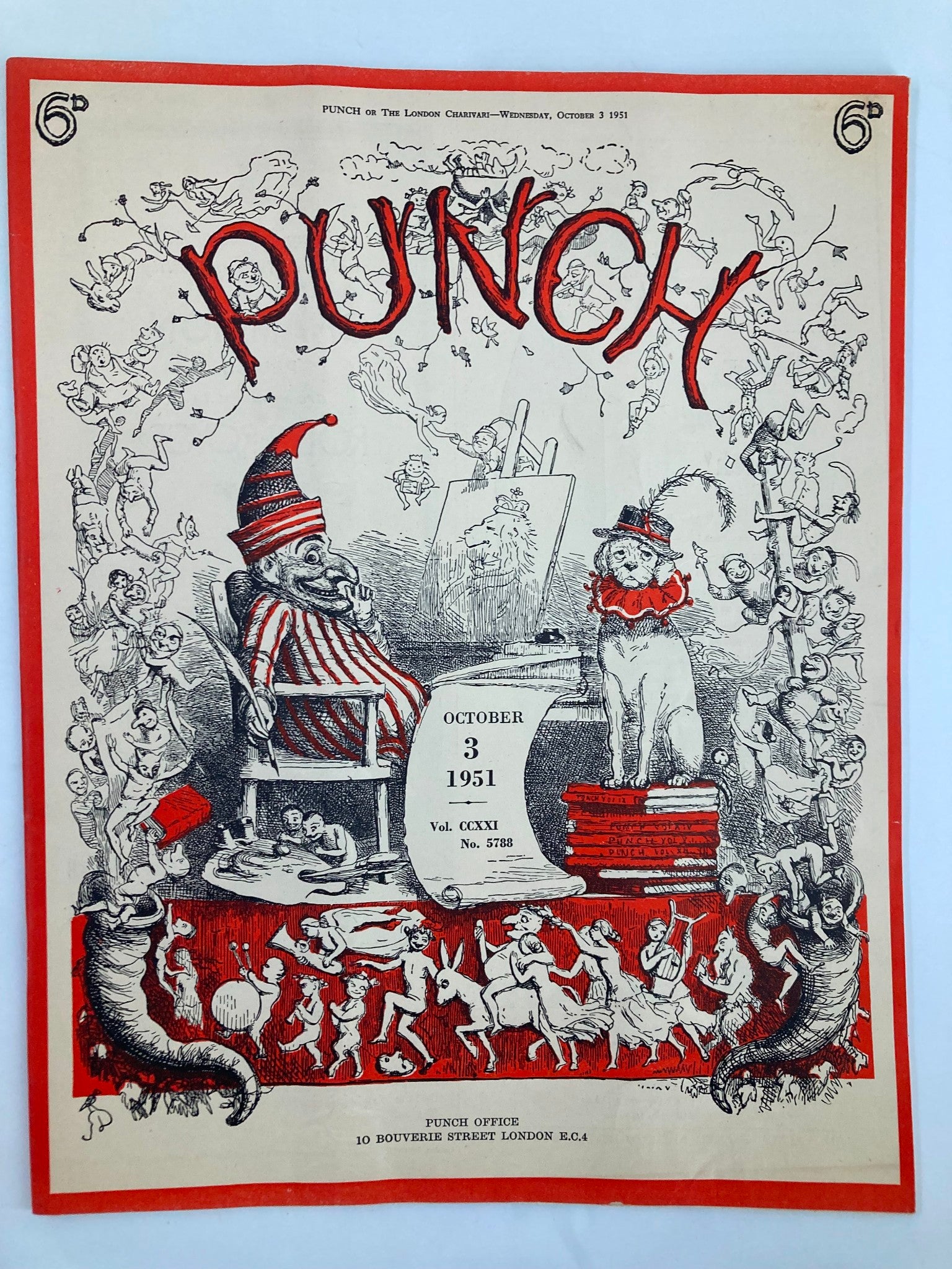 VTG Punch Magazine October 3 1951 #5788 Vol 221 WWII Cartoon & Humour