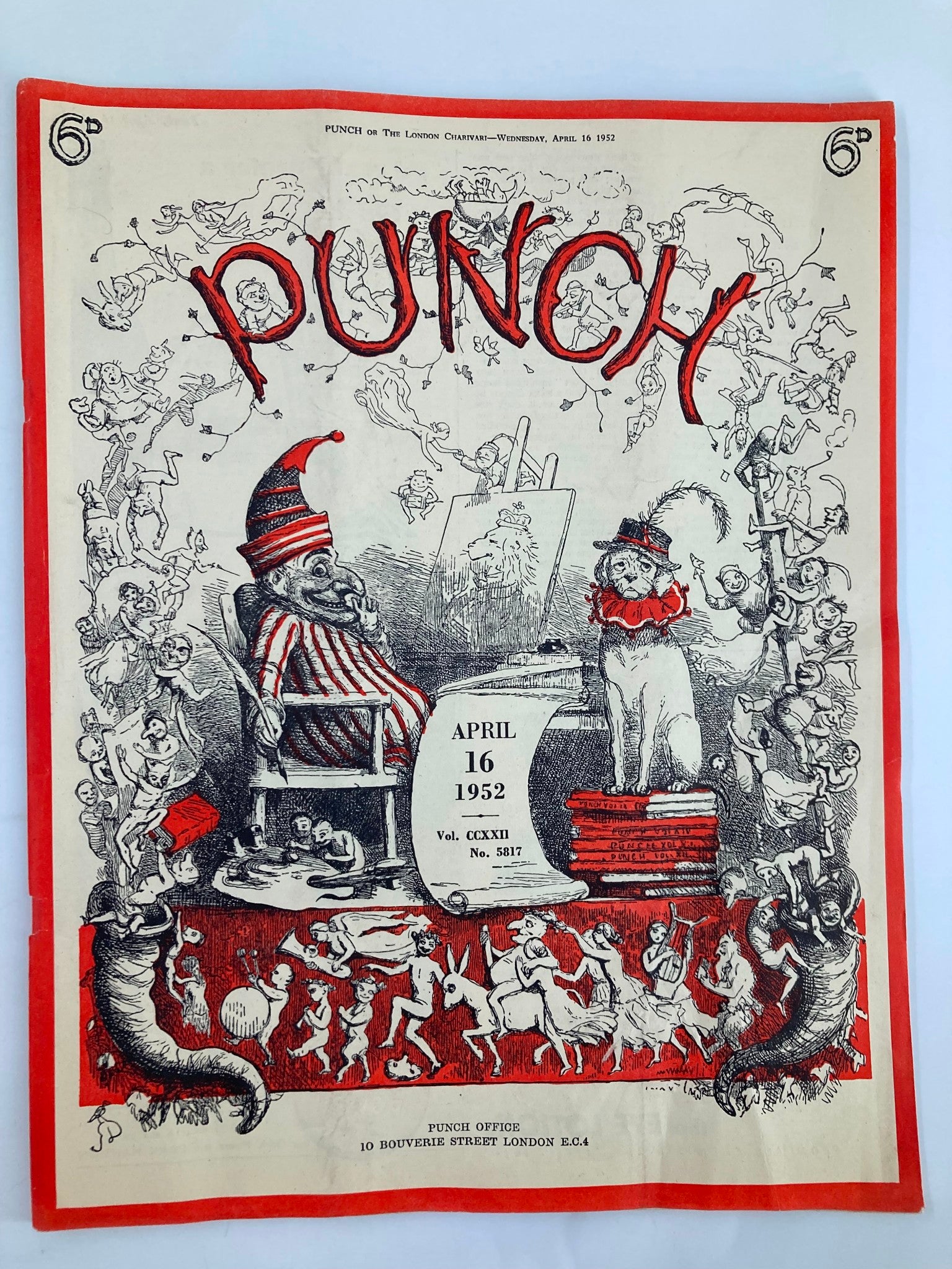 VTG Punch Magazine April 16 1952 #5817 Vol 222 WWII Cartoon & Humour