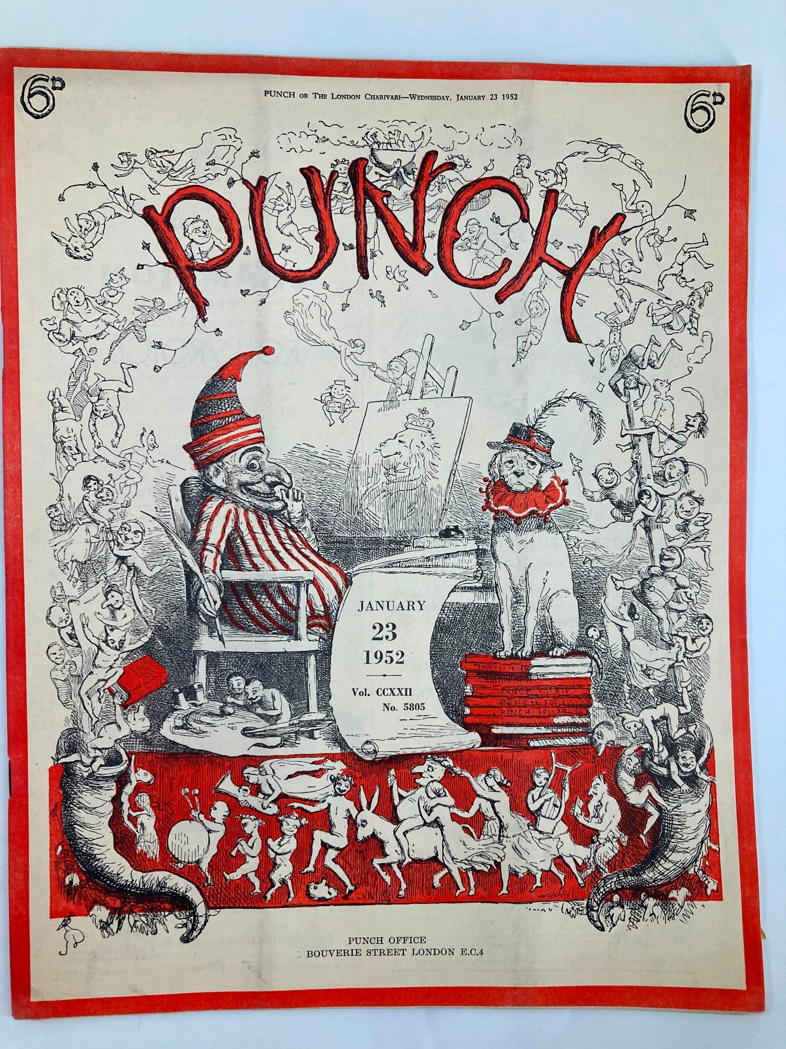 VTG Punch Magazine January 23 1952 #5805 Vol 222 WWII Cartoon & Humour