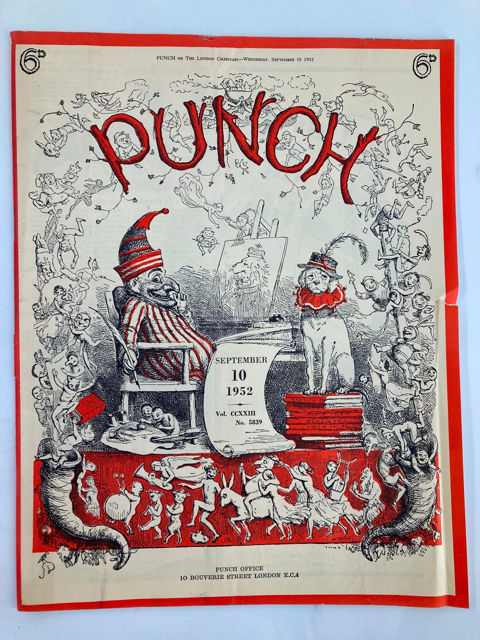 VTG Punch Magazine September 10 1952 #5839 Vol 223 WWII Cartoon & Humour