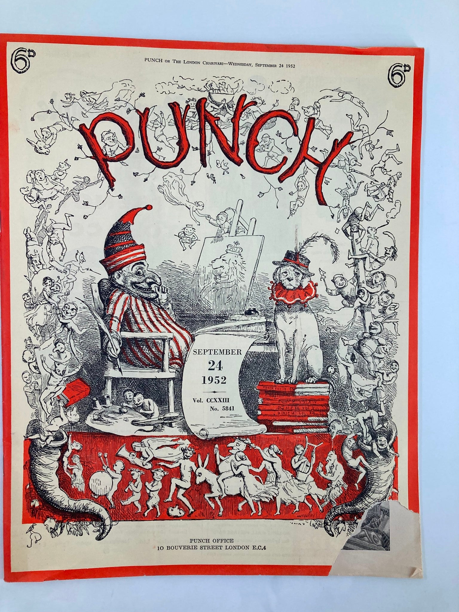 VTG Punch Magazine September 24 1952 #5841 Vol 223 WWII Cartoon & Humour